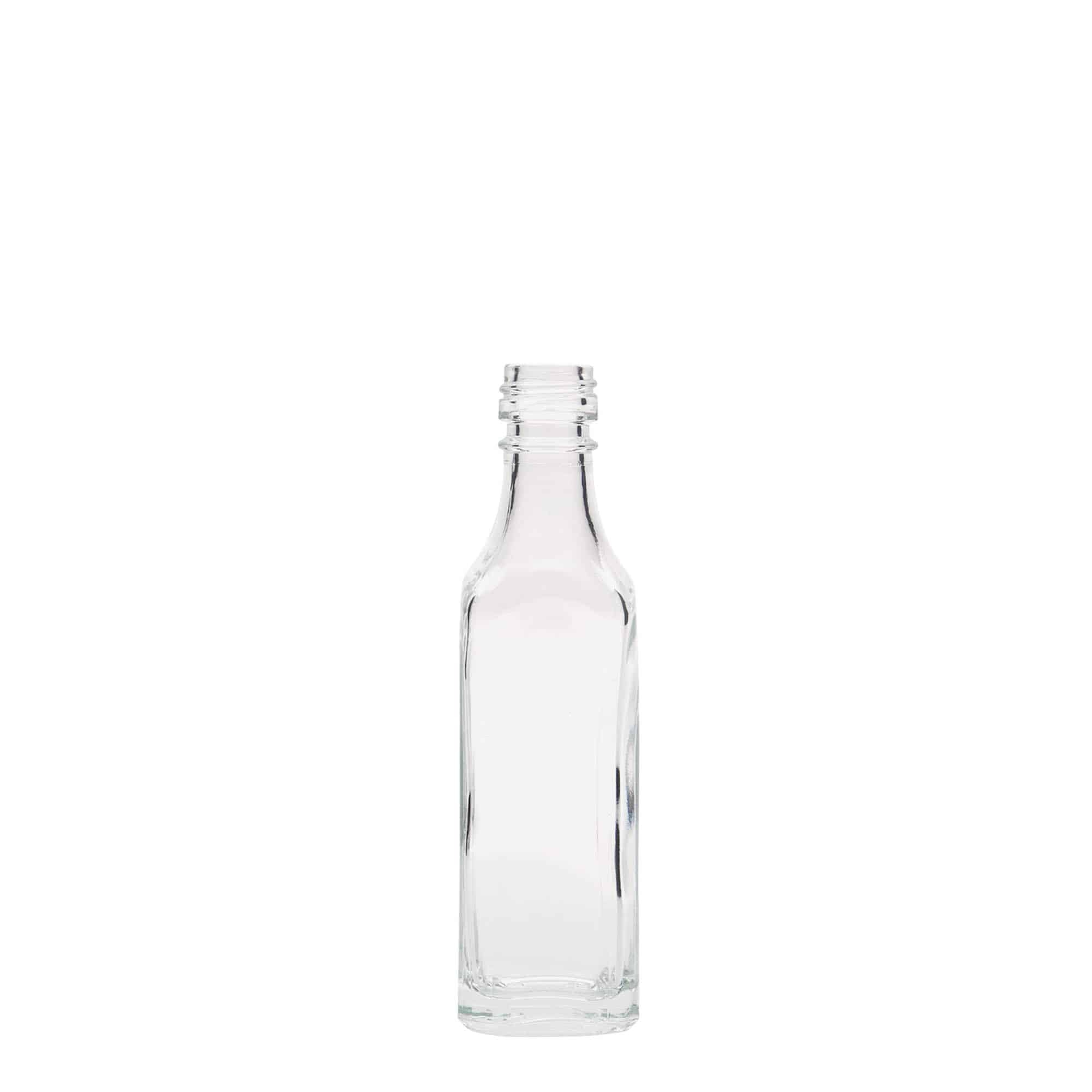 50 ml glazen fles 'Siena', vierkant, monding: PP 18