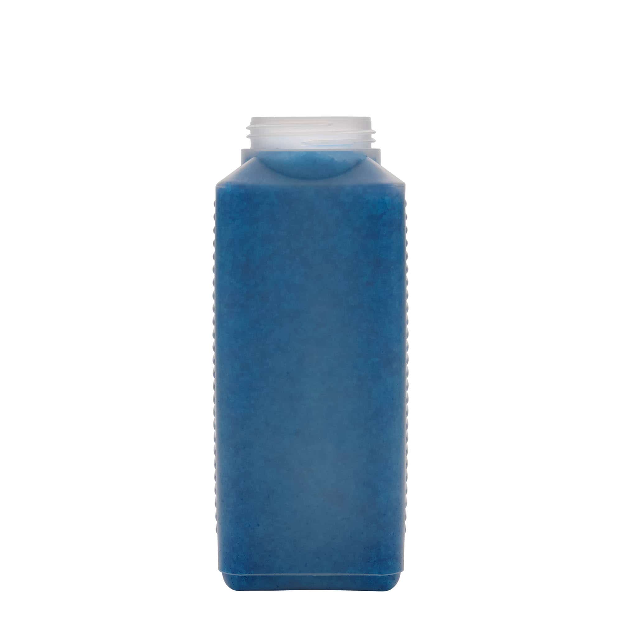 Fles met brede hals, 1000 ml, rechthoekig, HDPE-kunststof, naturel, monding: DIN 60 EPE