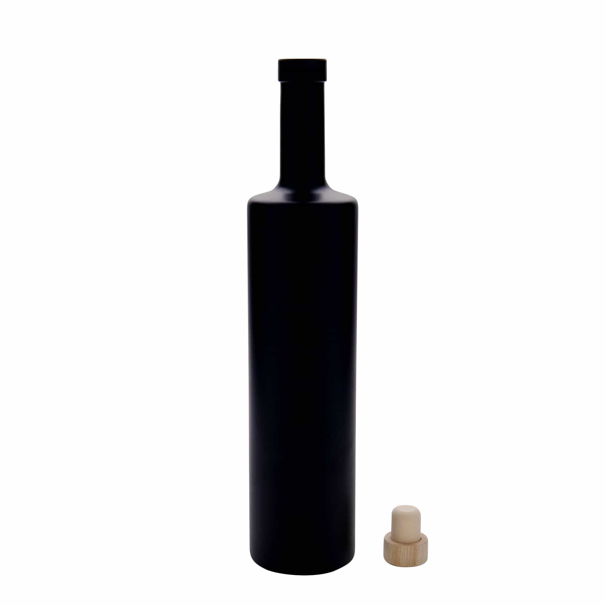 700 ml glazen fles 'Centurio', zwart, opening: kurk