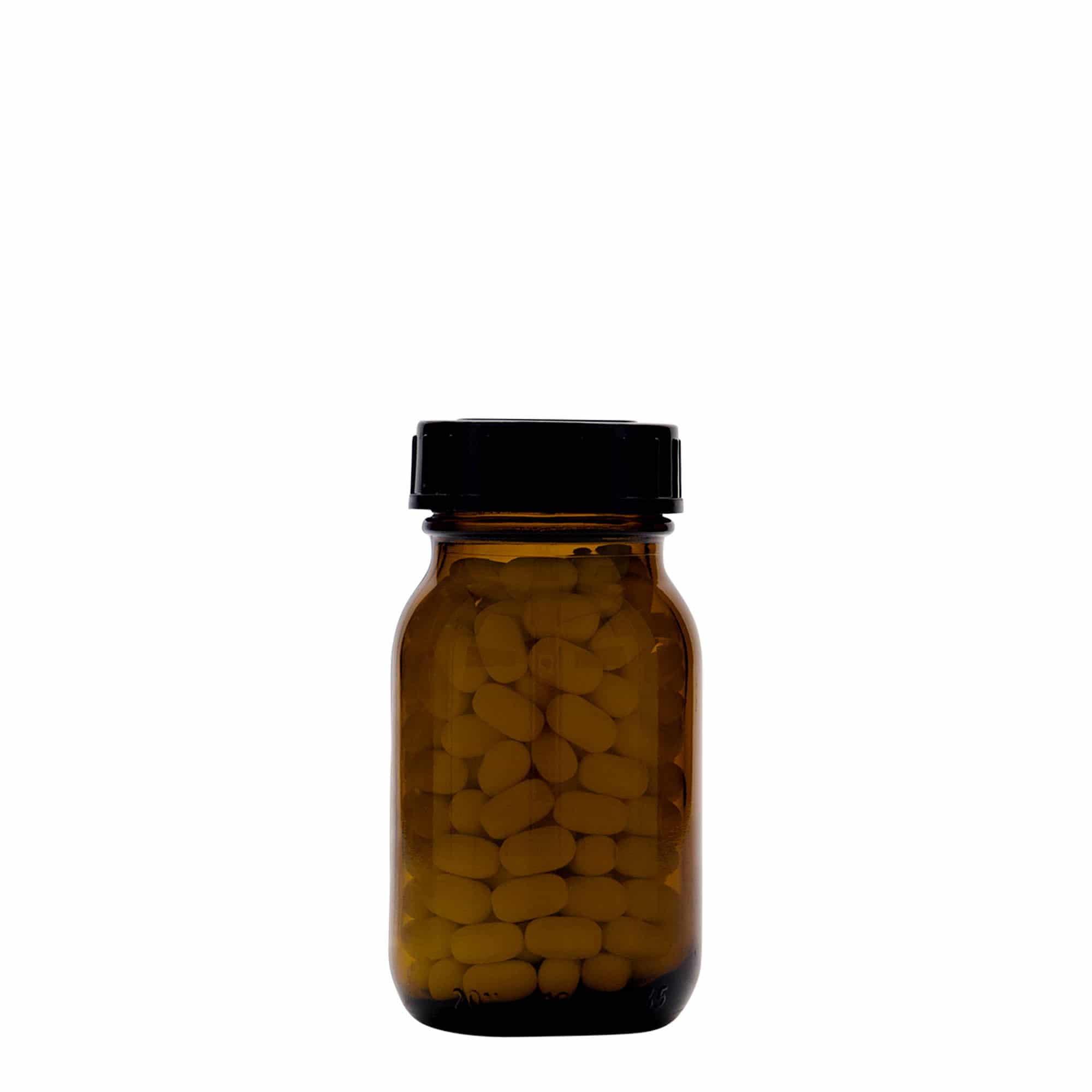 100 ml brede hals glas, bruin, opening: DIN 40
