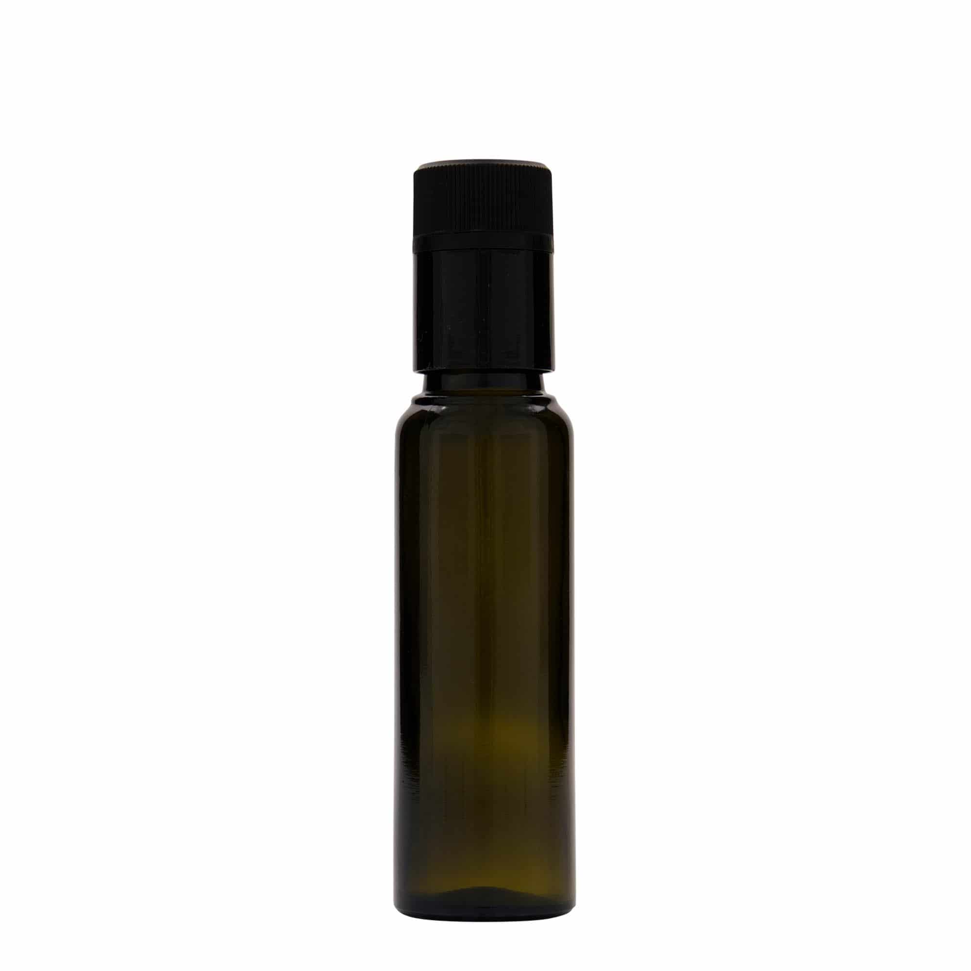 100 ml azijn-/olieflacon 'Willy New', glas, antiekgroen, mondstuk: DOP