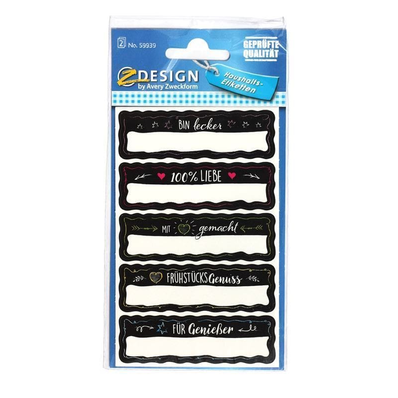 Zweckform etiketten 'Zelfgemaakt', rechthoekig, papier, zwart