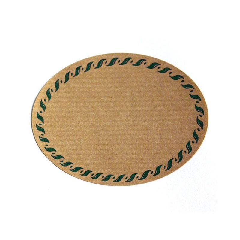 Naturel etiket 'Koordrand', ovaal, papier, groen-bruin
