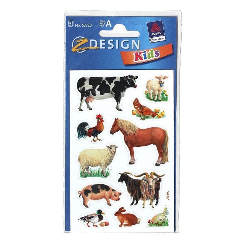 Zweckform Stickers 'Boerderijdieren', papier, meerkleurig