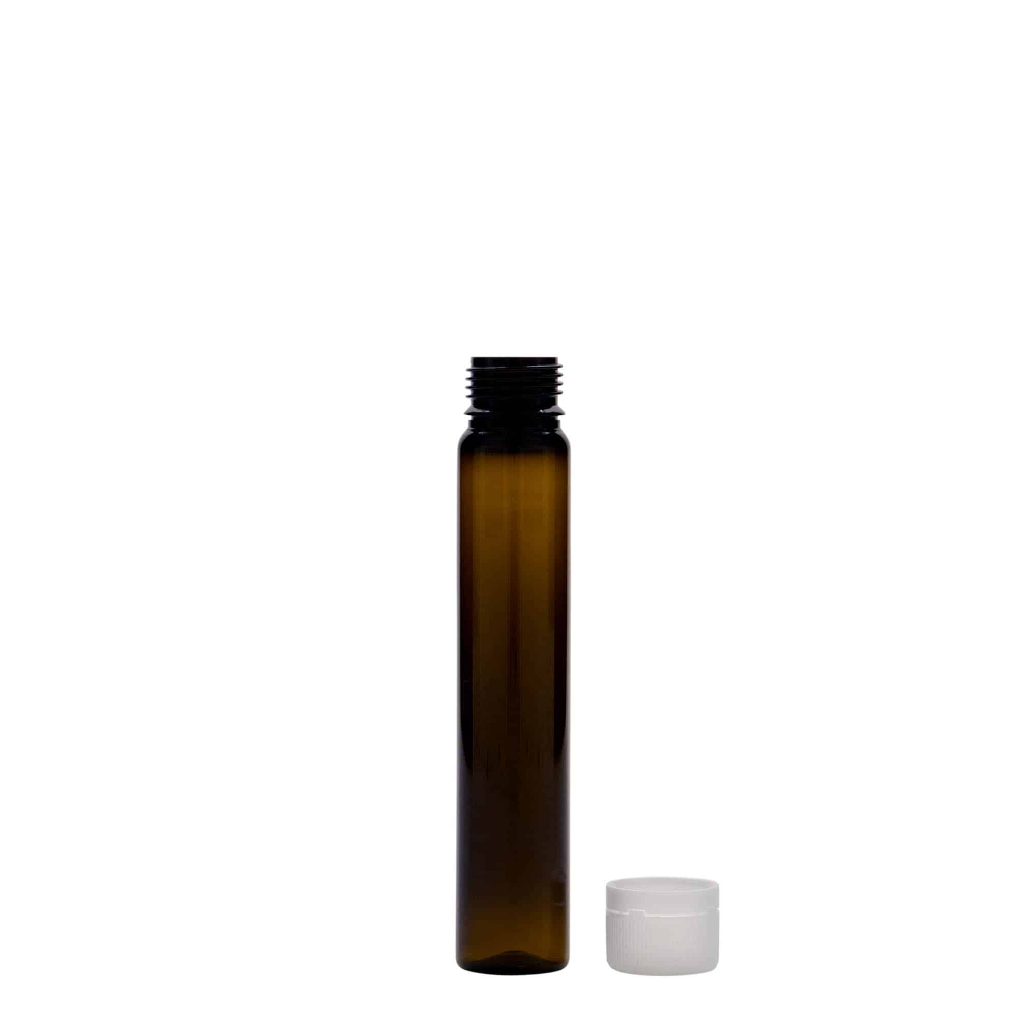 25 ml PET-buisje, kunststof, bruin, opening: schroefdop