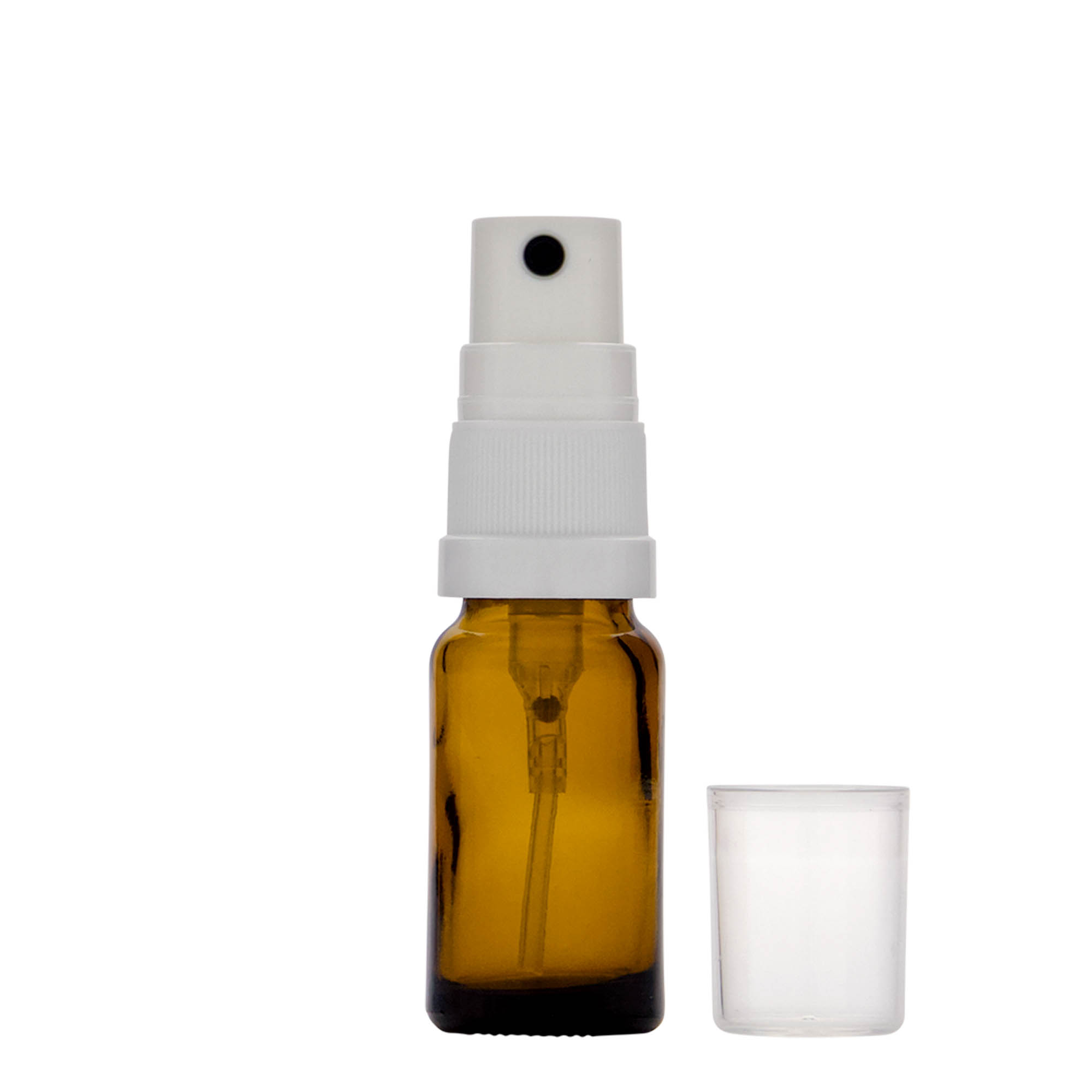 10 ml spuitflesje medicijn, glas, bruin, opening: DIN 18