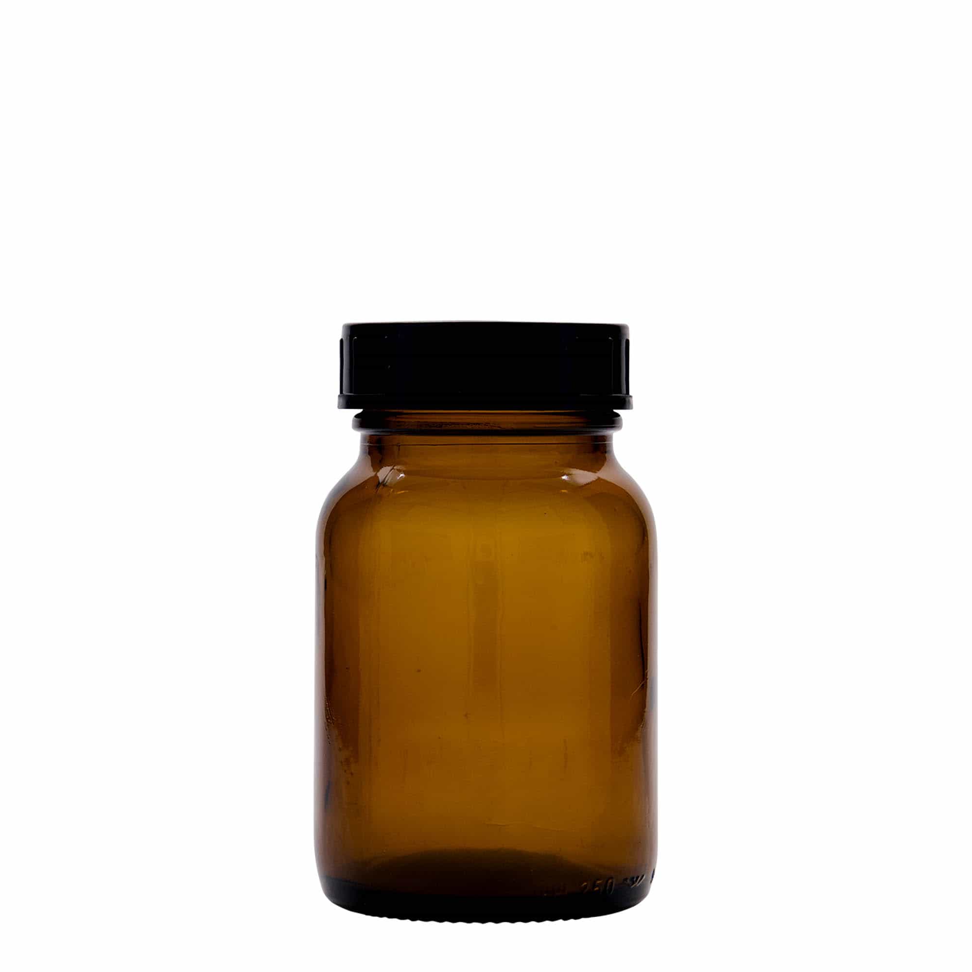250 ml brede hals glas, bruin, opening: DIN 55