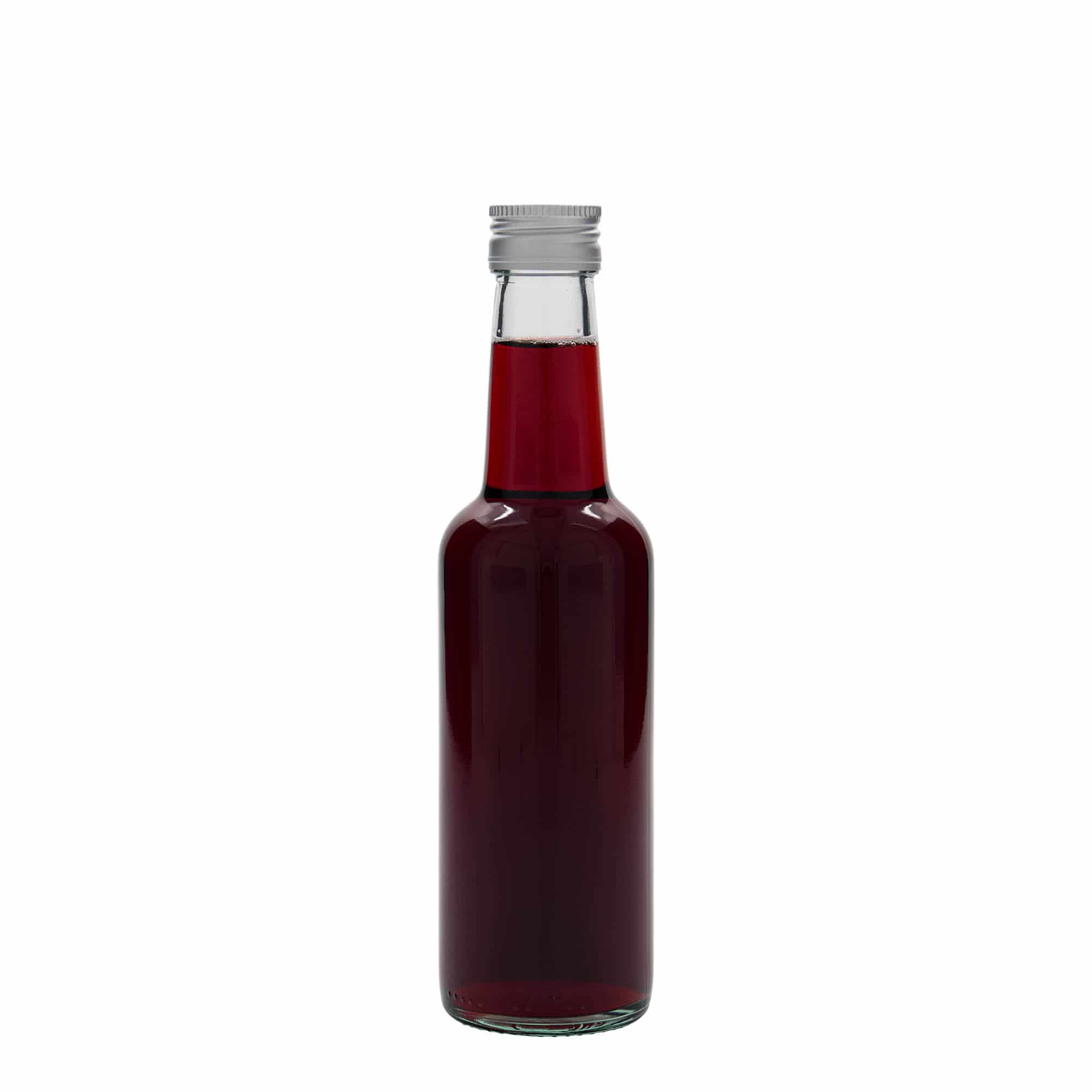 Glazen fles met rechte hals, 250 ml, monding: PP 28