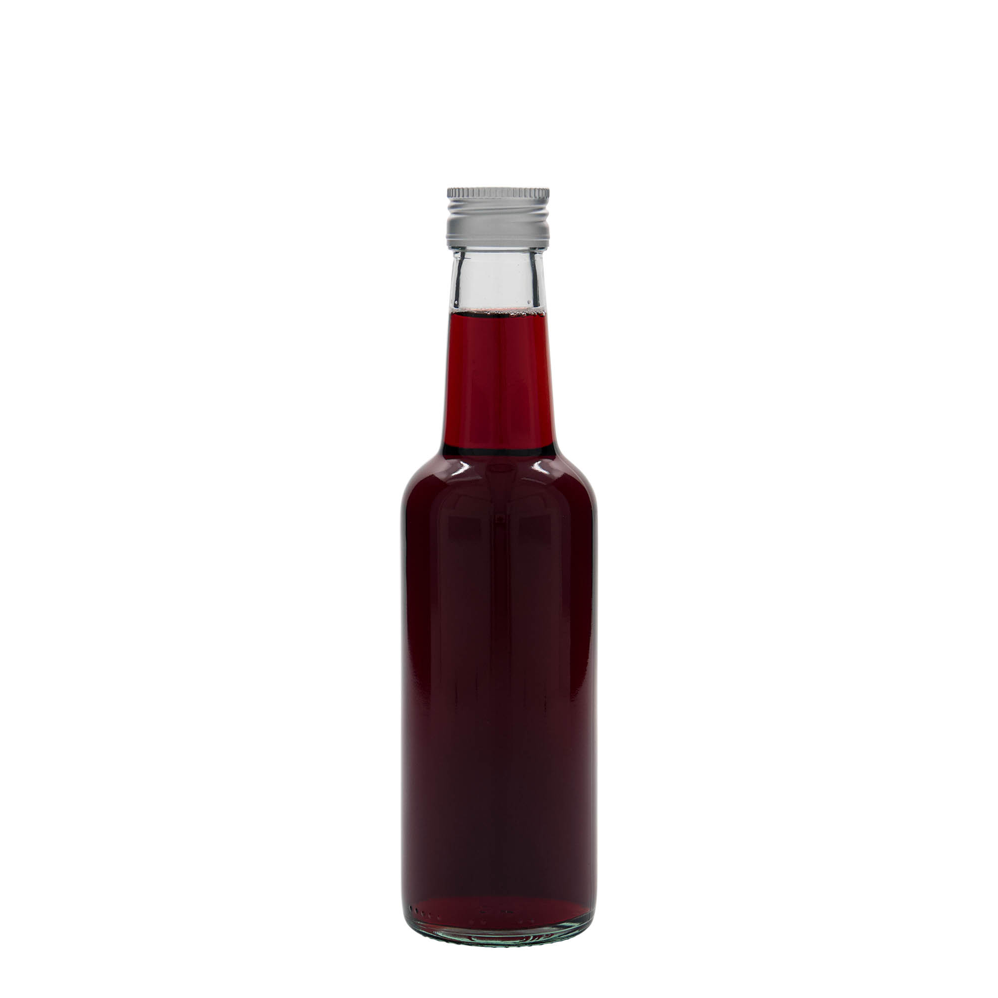250 ml glazen fles met rechte hals, opening: PP 28 250 ml glazen fles met rechte hals, opening: PP 28