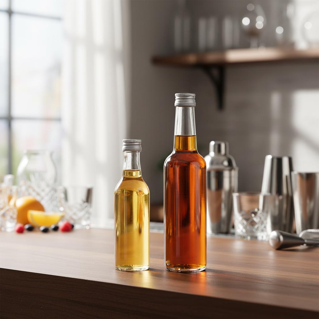 50 ml glazen fles met rechte hals, opening: PP 18 50 ml glazen fles met rechte hals, opening: PP 18