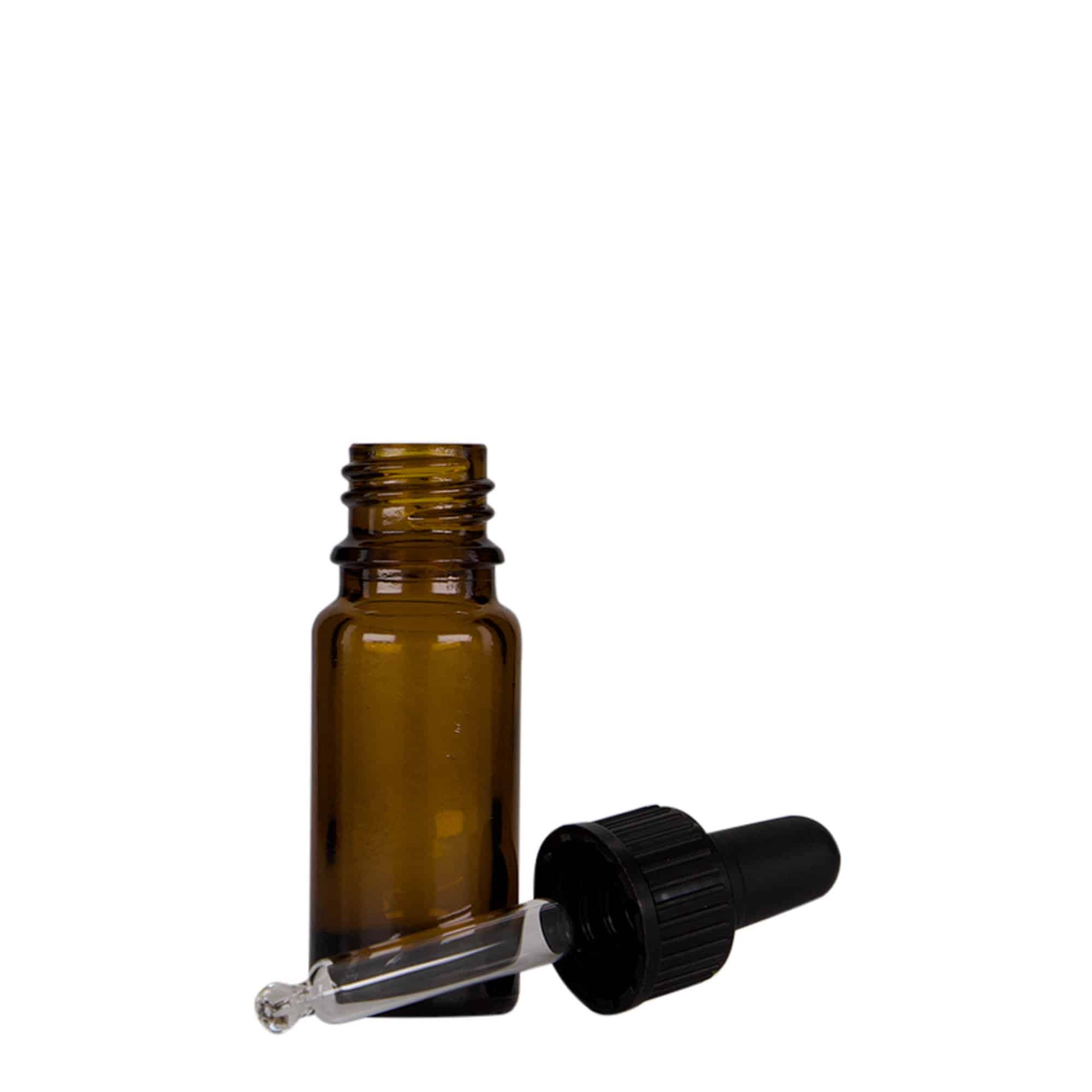 Pipetflesje medicijn, 10 ml, glas, bruin-zwart, monding: DIN 18