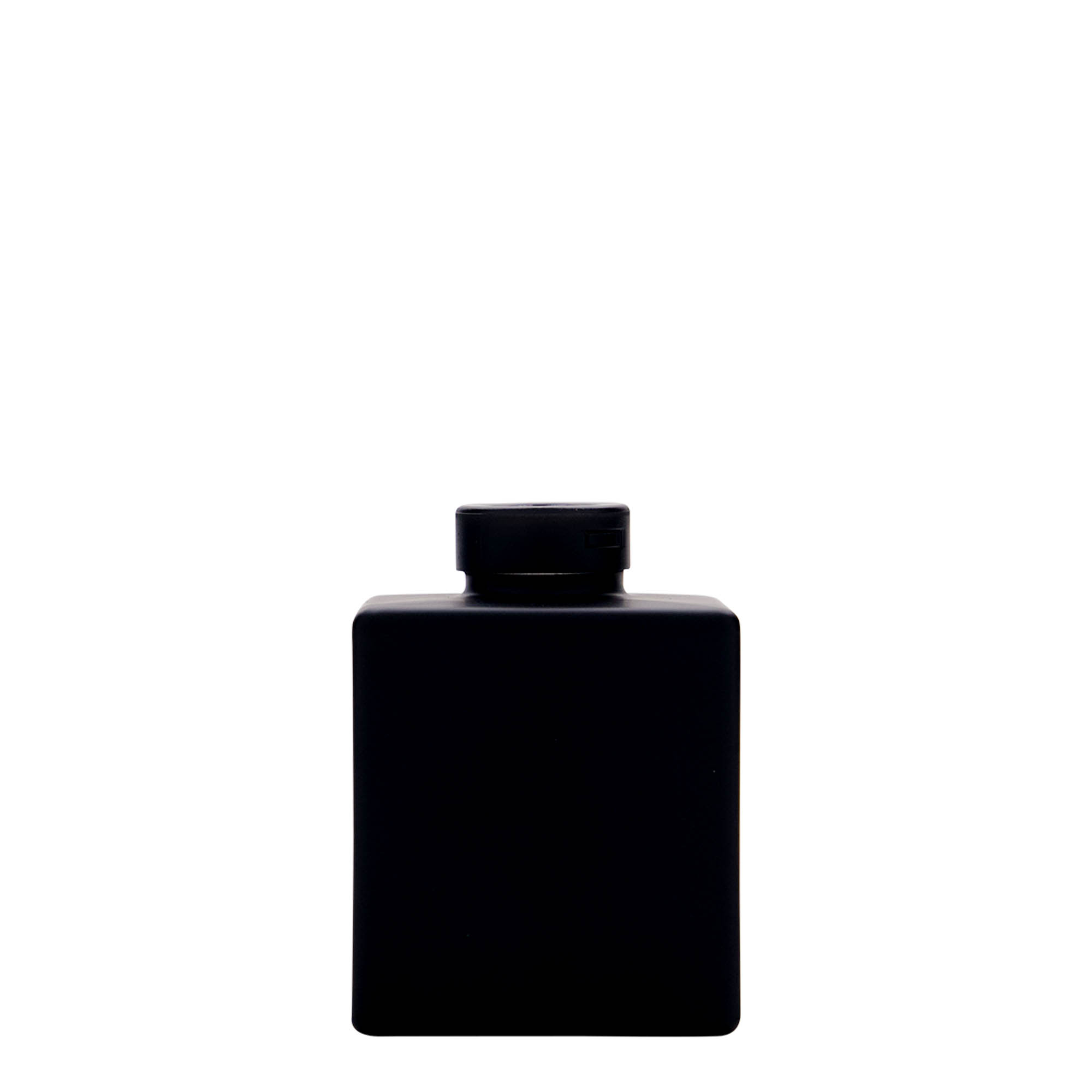 100 ml glazen fles 'Cube', vierkant, zwart, opening: kurk