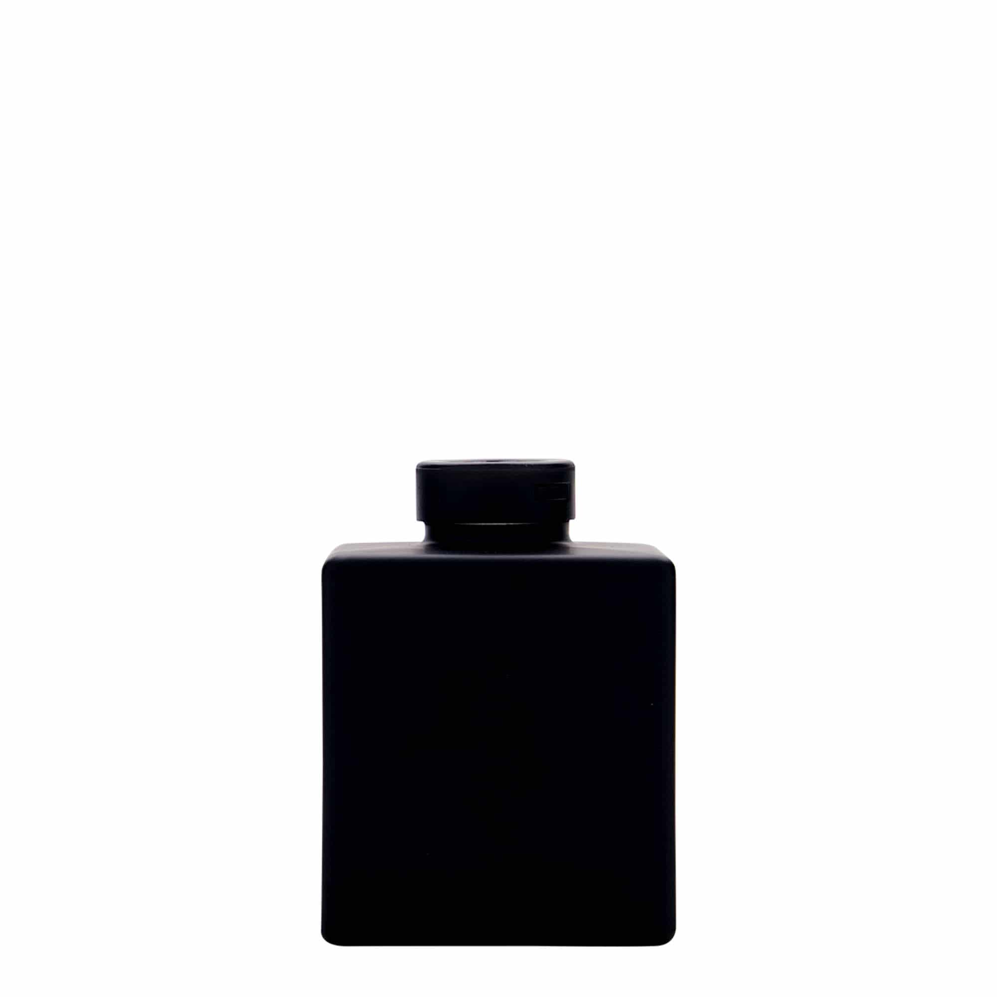 100 ml glazen fles 'Cube', vierkant, zwart, opening: kurk