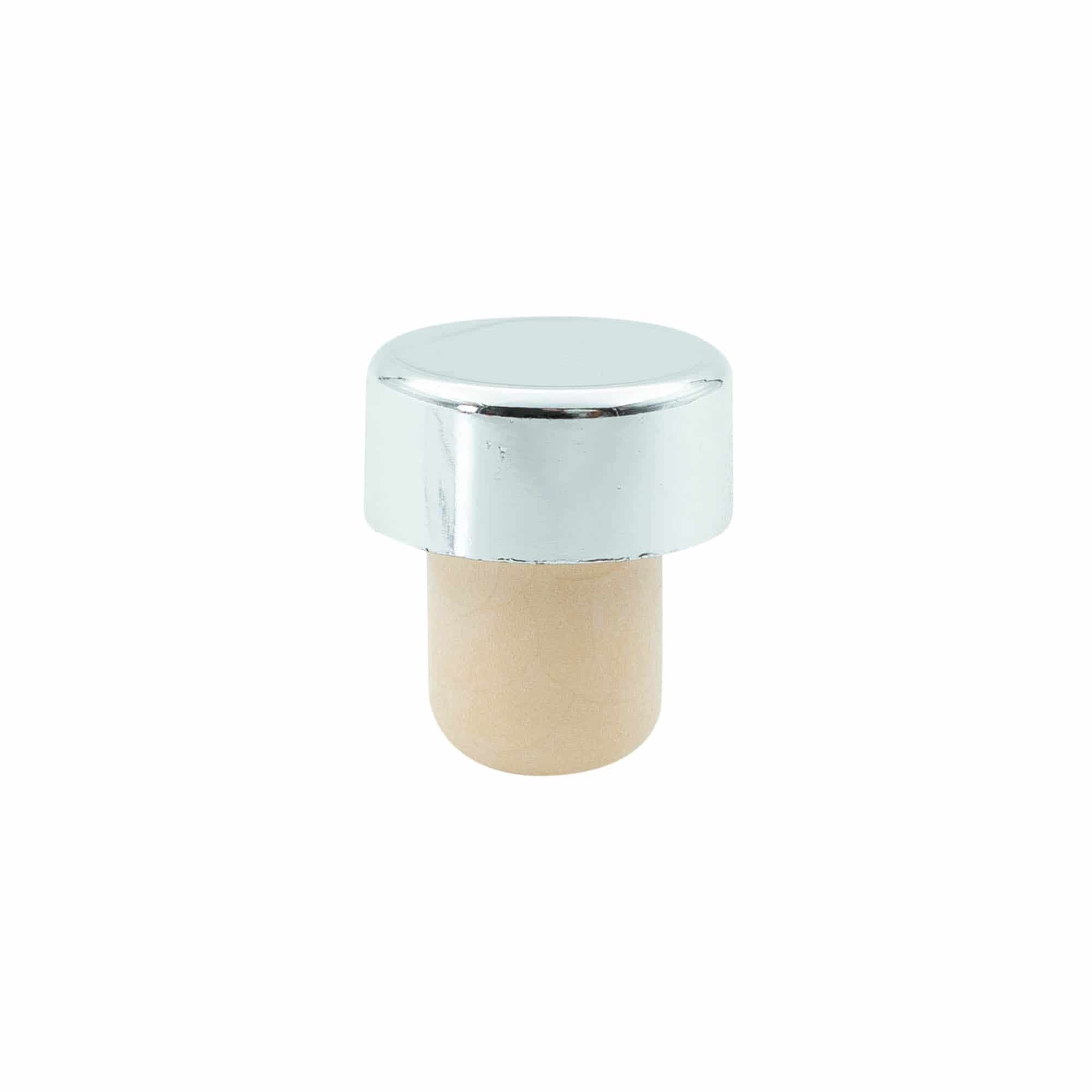 Dopkurk, 19 mm, kunststof, zilver, voor monding: kurk Dopkurk, 19 mm, kunststof, zilver, voor monding: kurk