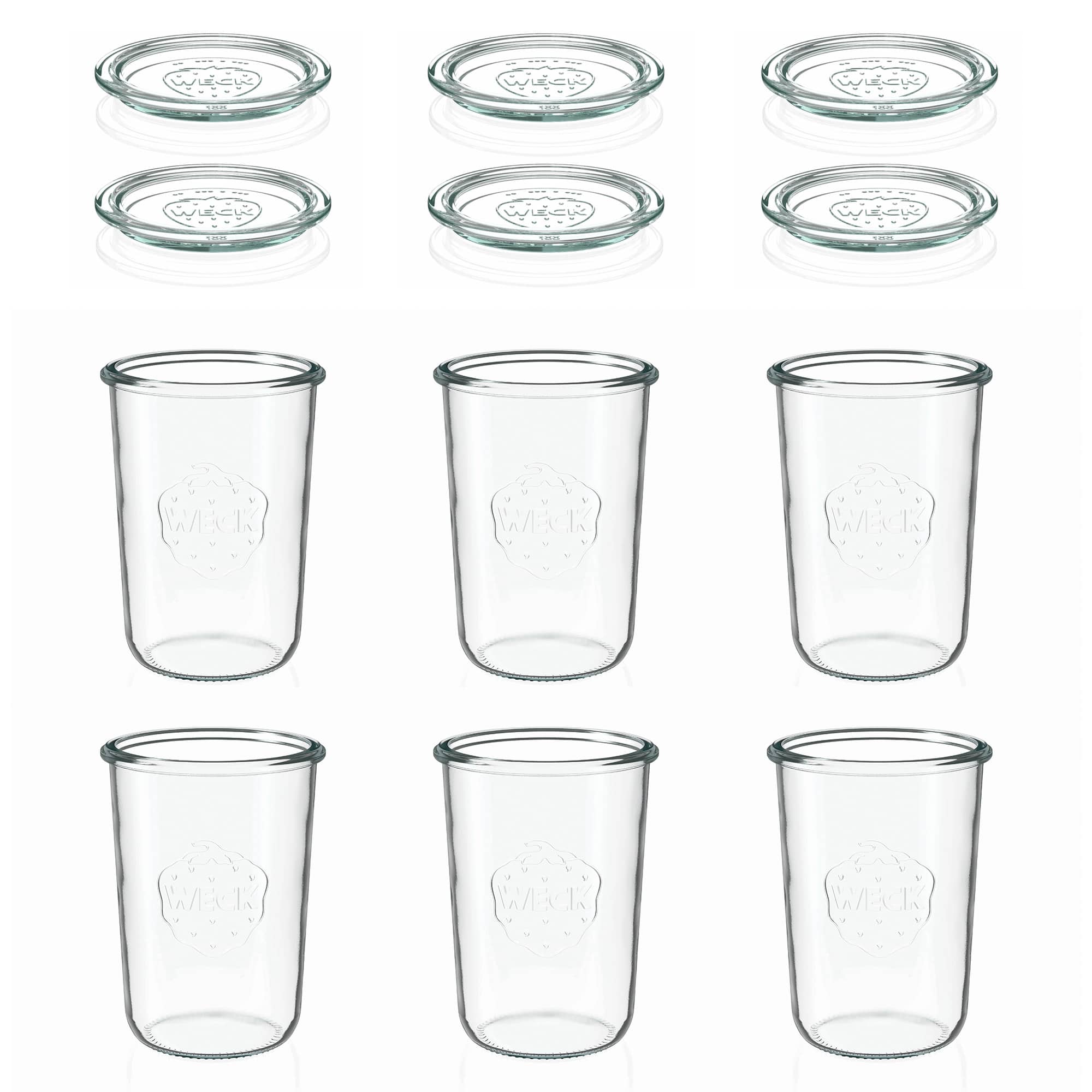 6x 850 ml WECK-stortglas met glazen deksel RR 100