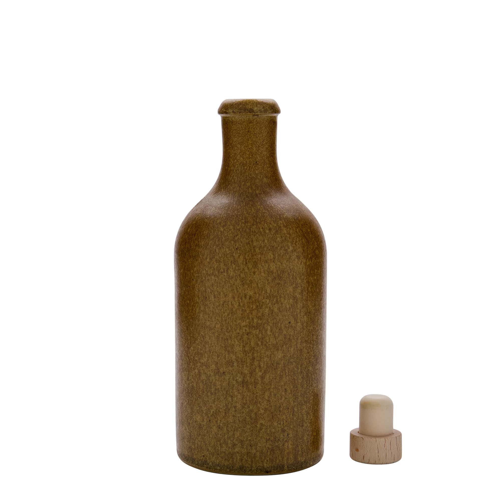500 ml Tonkruik, steengoed, bruin-kristal, monding: kurk