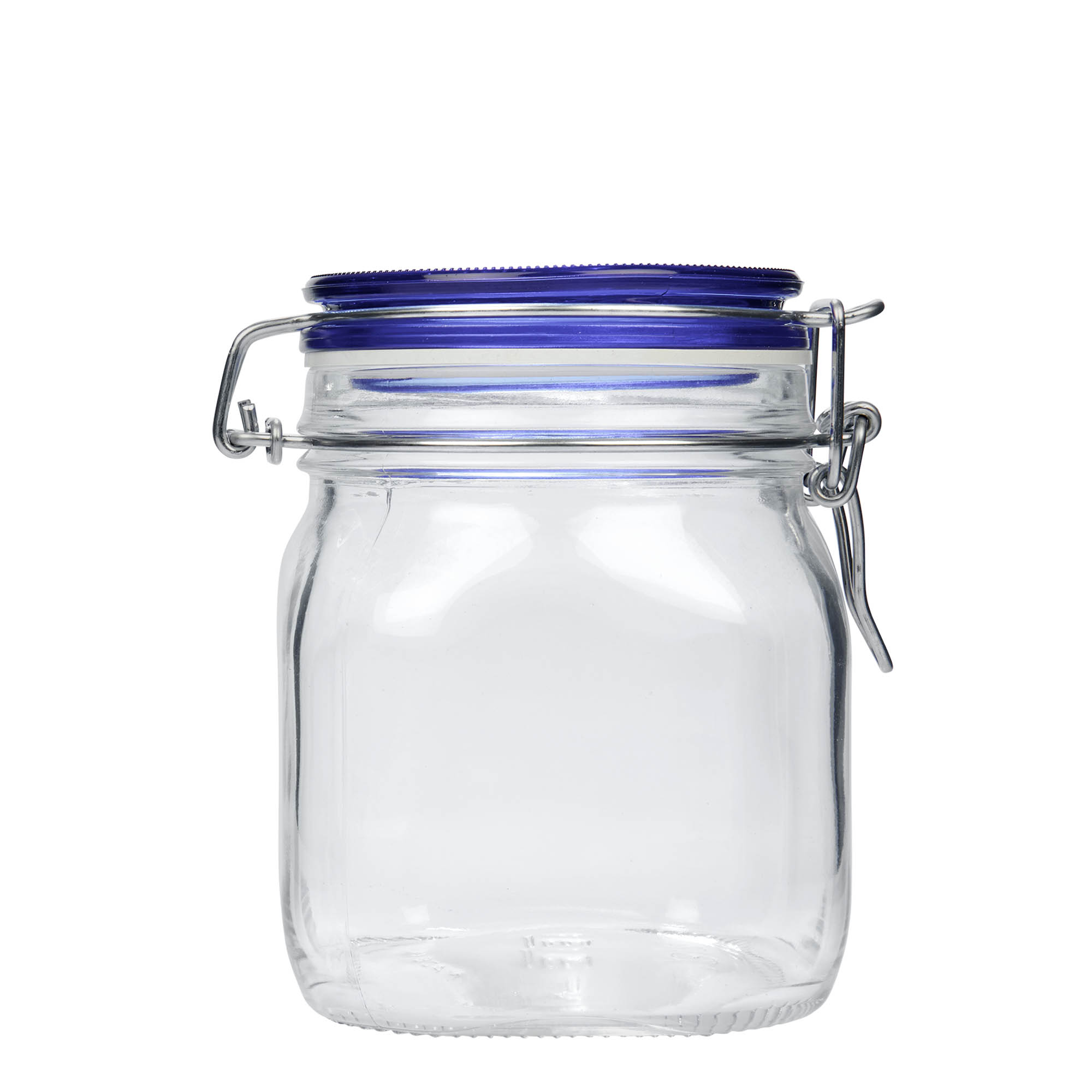 750 ml Drahtbügelglas 'Fido' blauwe dop, vierkant, opening: draaisluiting met beugel 750 ml Drahtbügelglas 'Fido' blauwe dop, vierkant, opening: draaisluiting met beugel