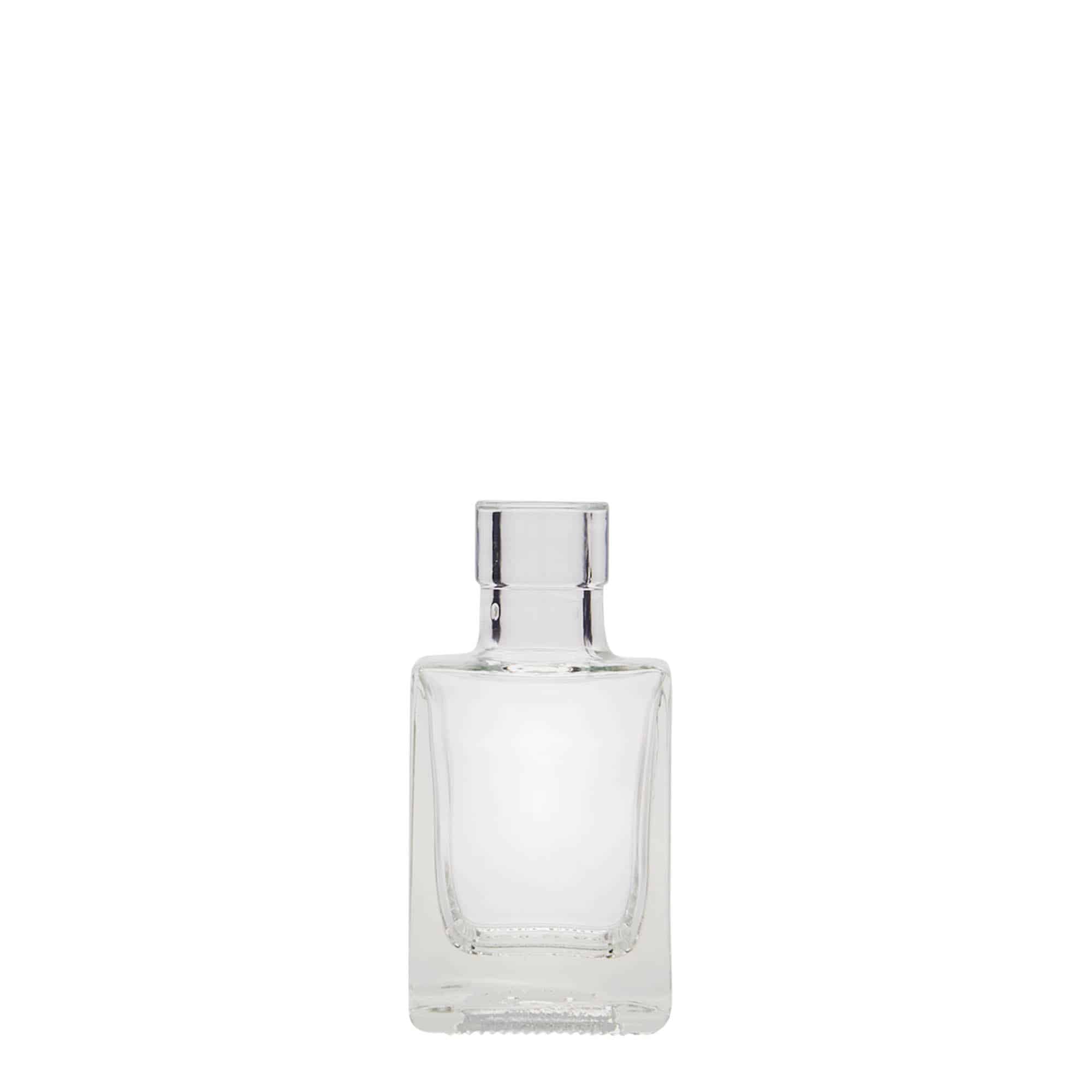 Glazen fles 'Cube', 50 ml, vierkant, monding: kurk