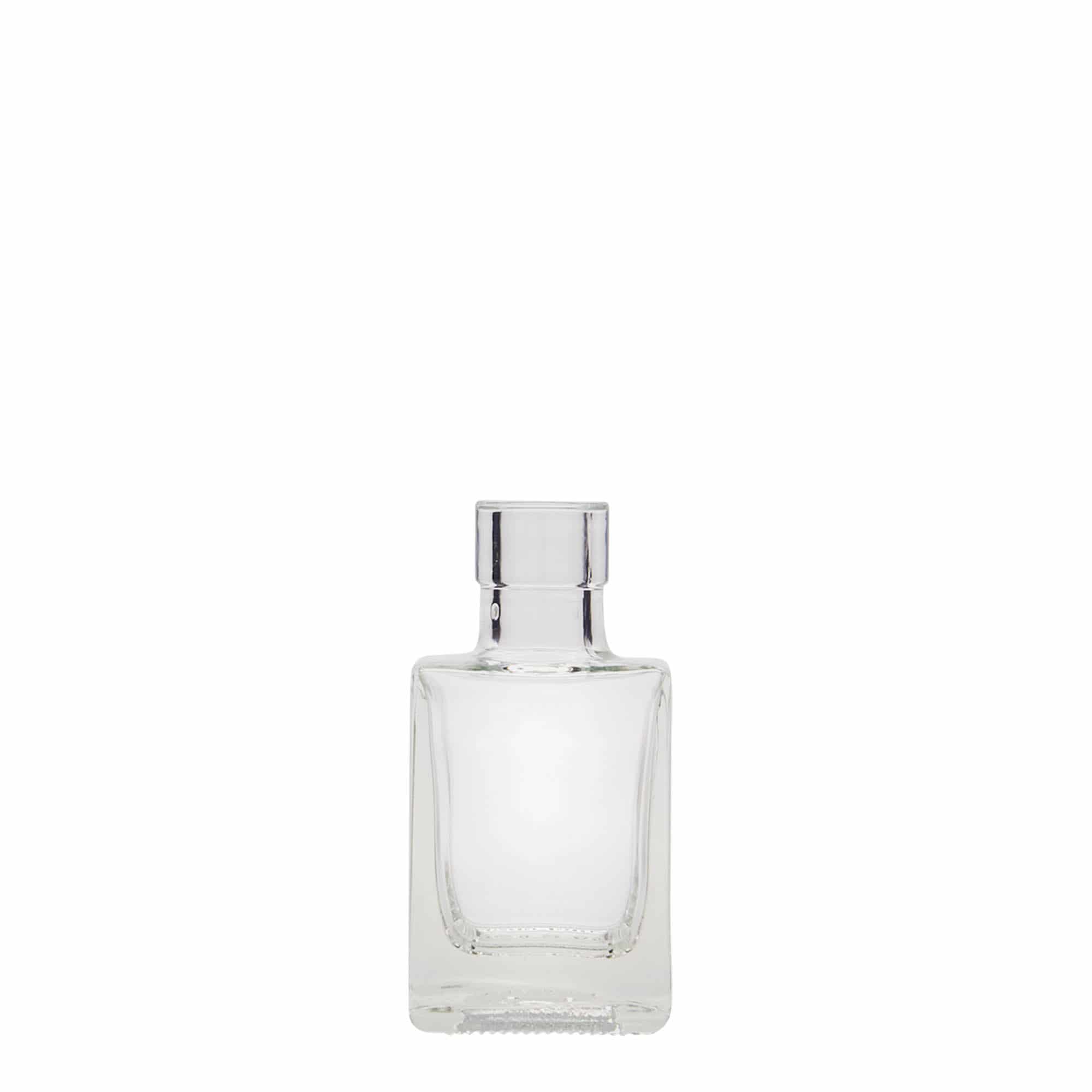 50 ml glazen fles 'Cube', vierkant, opening: kurk