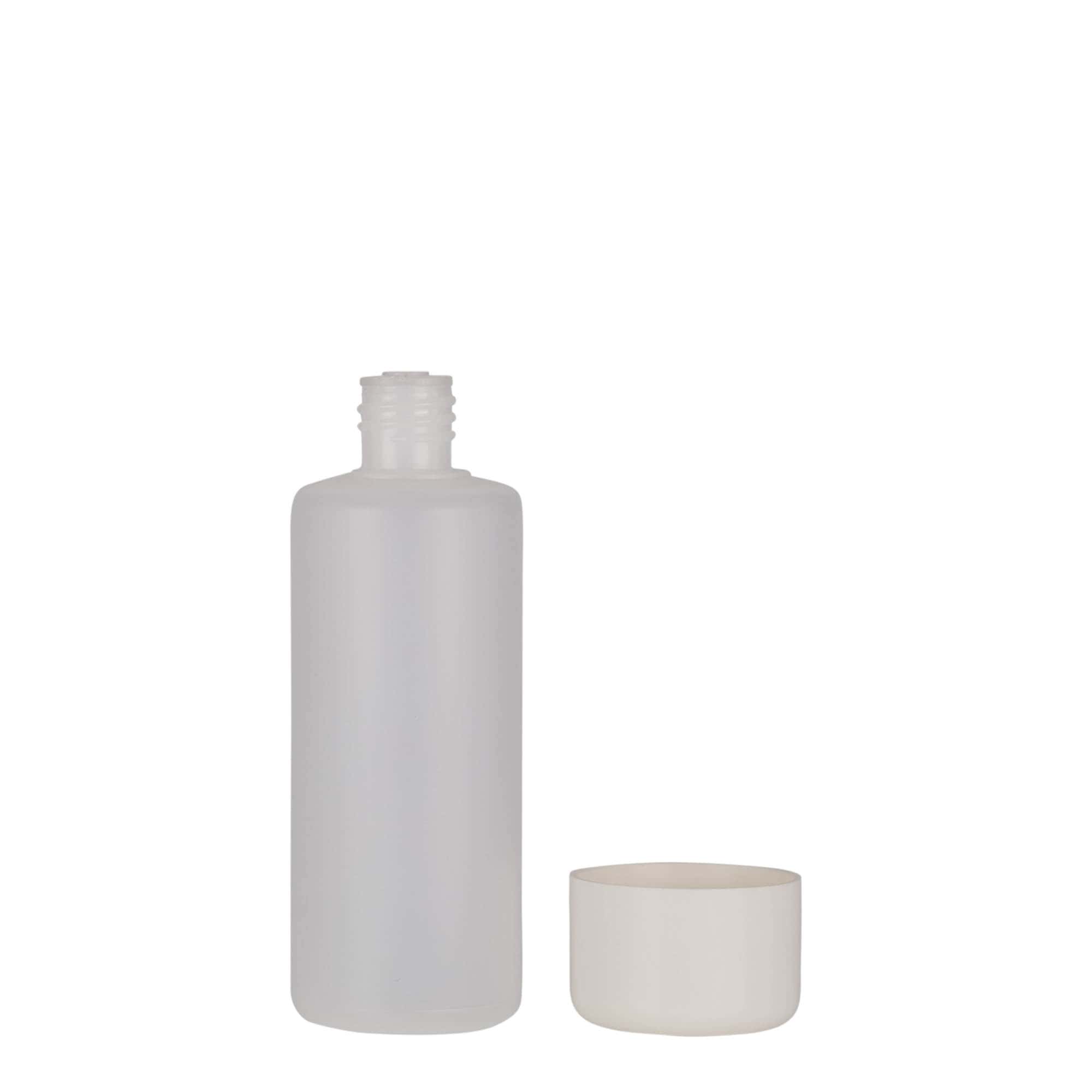 100 ml ronde fles, PE-kunststof, naturel, opening: schroefdop
