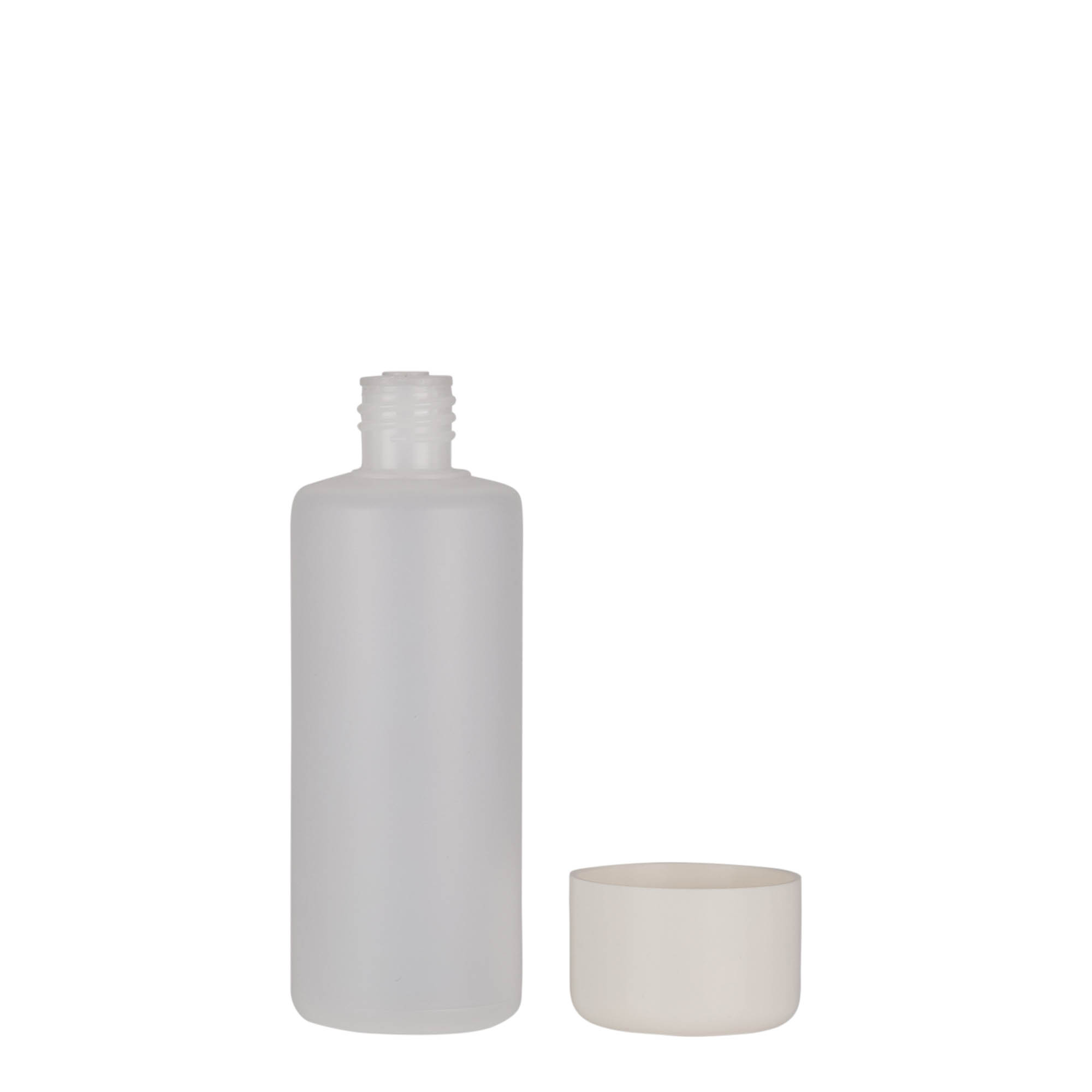 100 ml ronde fles, PE-kunststof, naturel, opening: schroefdop 100 ml ronde fles, PE-kunststof, naturel, opening: schroefdop