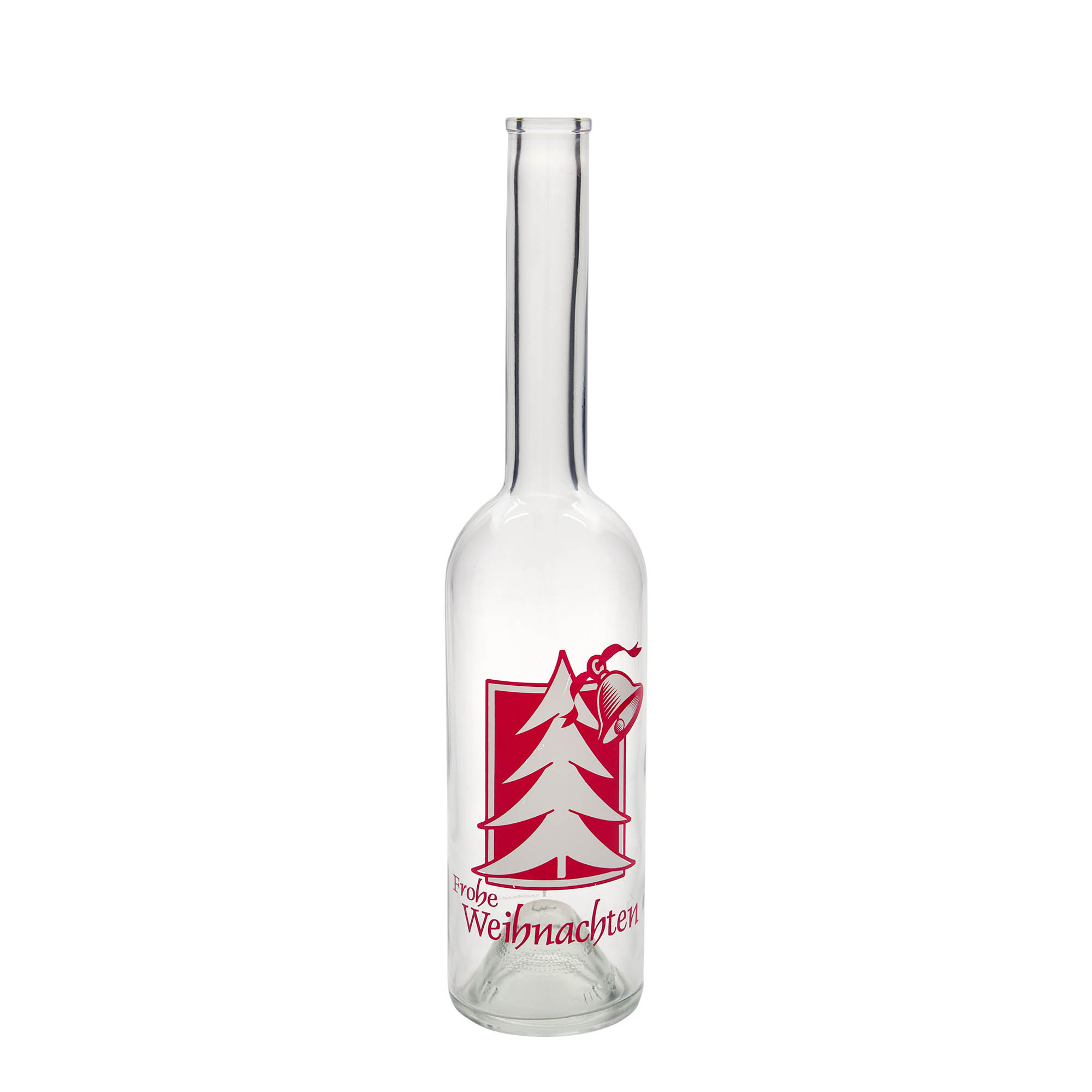 500 ml glazen fles 'Opera', motief: kerstgroet, hals: kurk