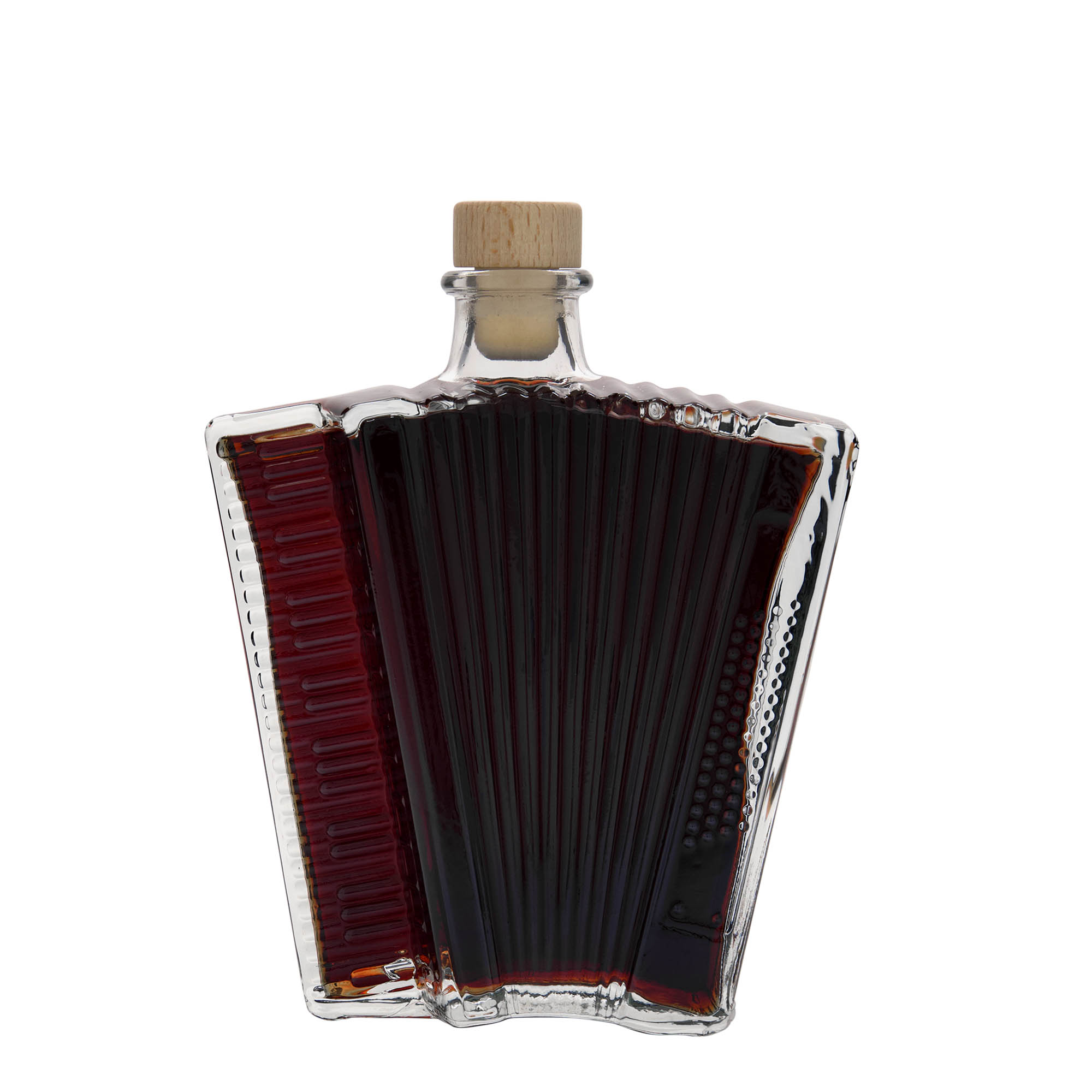 500 ml glazen fles 'Accordeon', opening: kurk 500 ml glazen fles 'Accordeon', opening: kurk