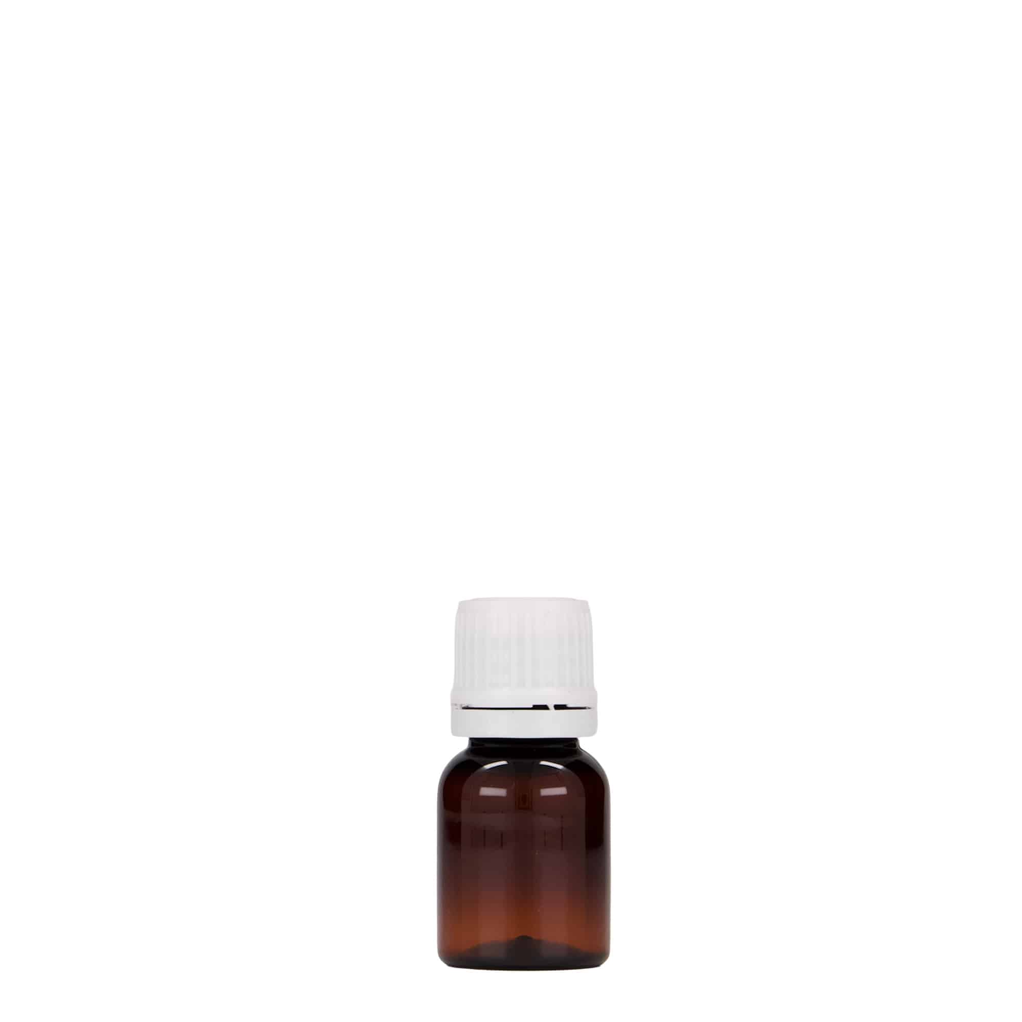 10 ml PET-medicijnflesje 'Easy Living', bruin, kunststof, opening: DIN 18