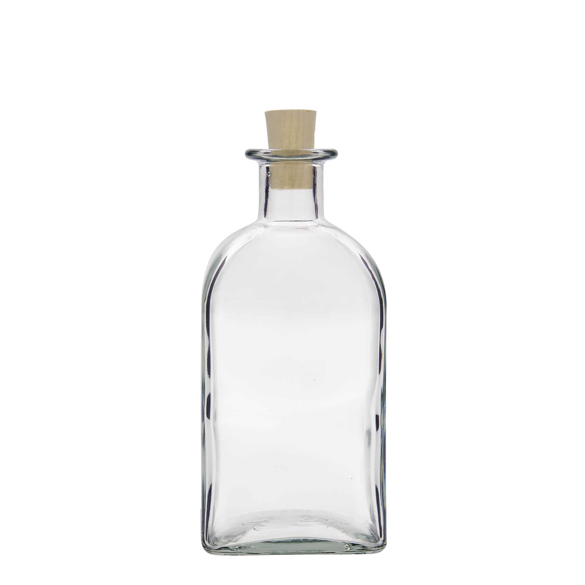 500 ml glazen fles Apotheker Carré, vierkant, opening: kurk