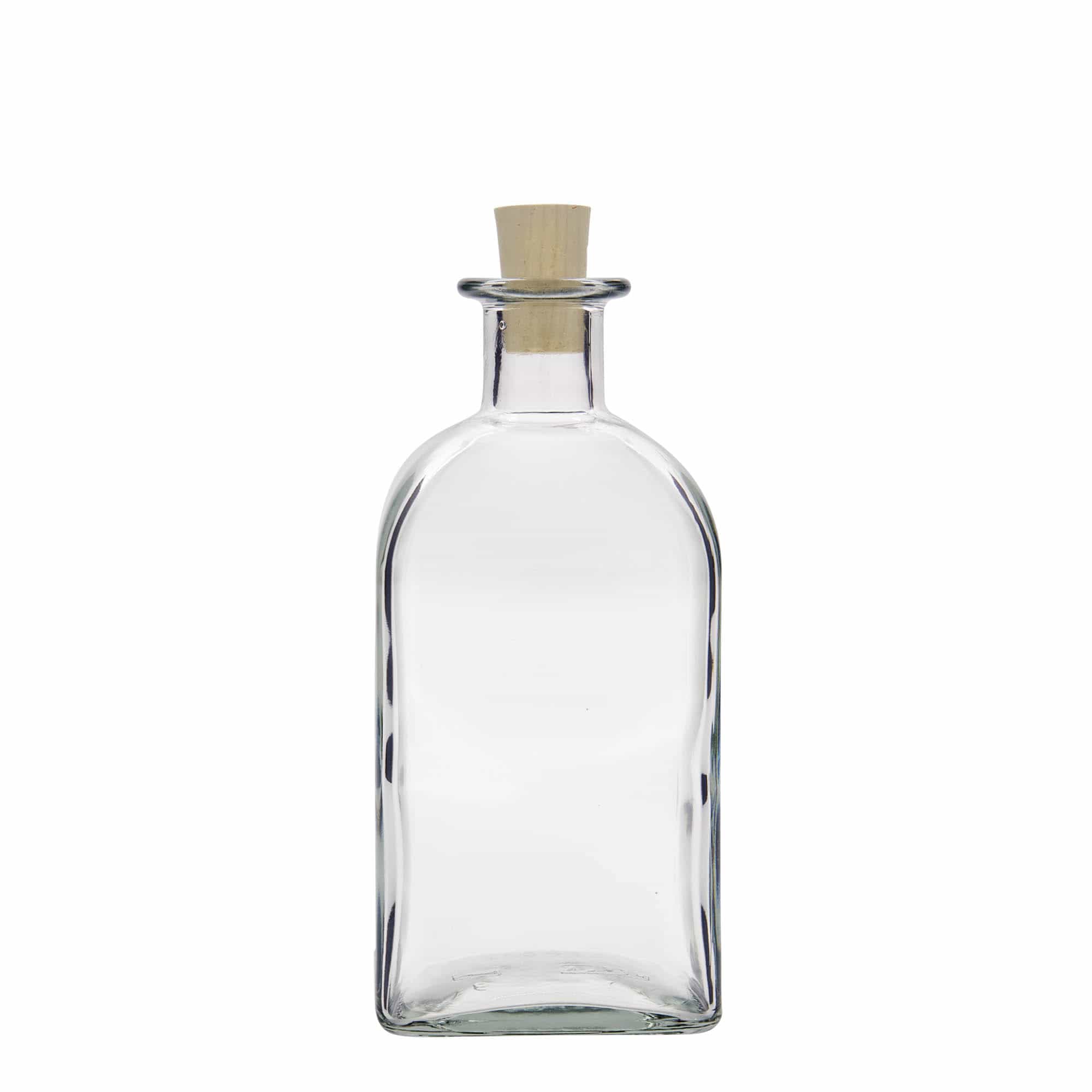 500 ml glazen fles Apotheker Carré, vierkant, opening: kurk