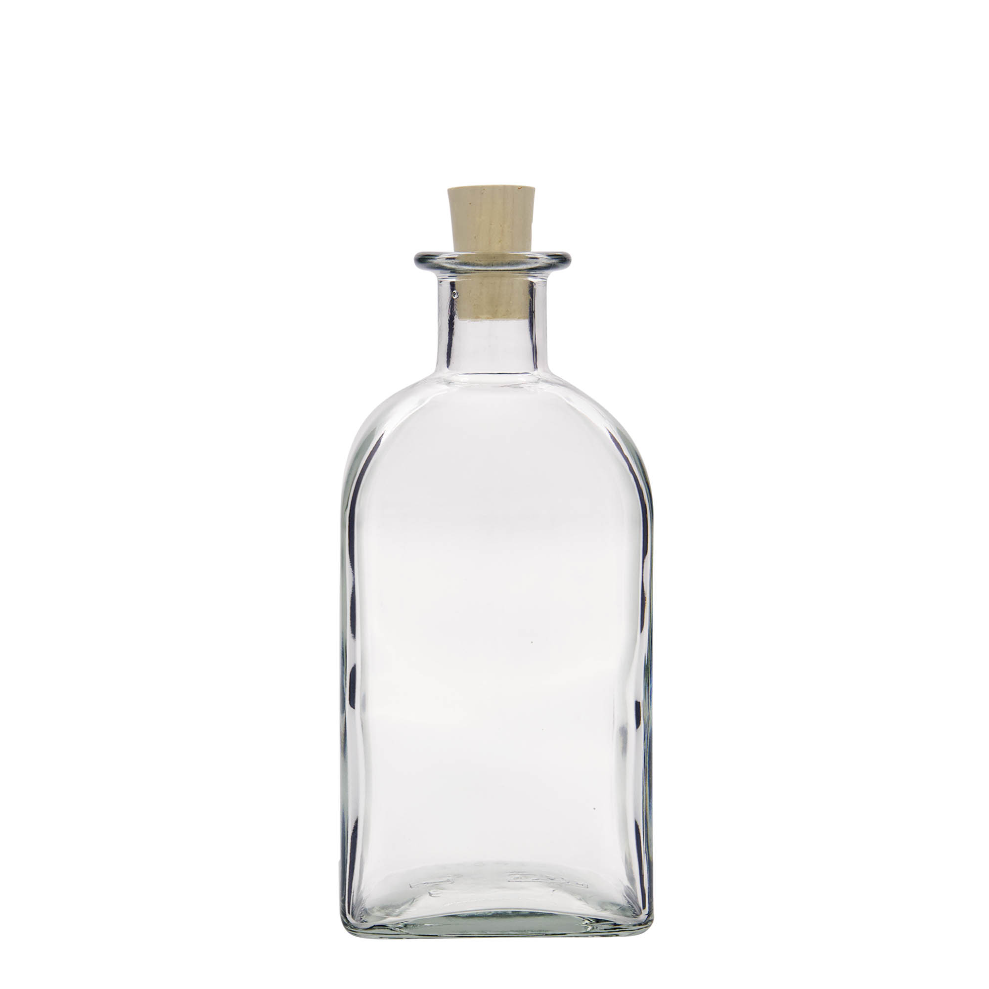 500 ml glazen fles Apotheker Carré, vierkant, opening: kurk 500 ml glazen fles Apotheker Carré, vierkant, opening: kurk