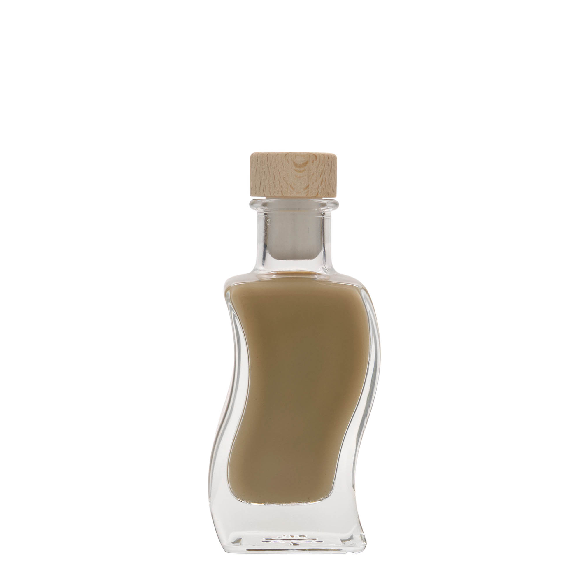 100 ml glazen fles 'Welle', vierkant, opening: kurk 100 ml glazen fles 'Welle', vierkant, opening: kurk