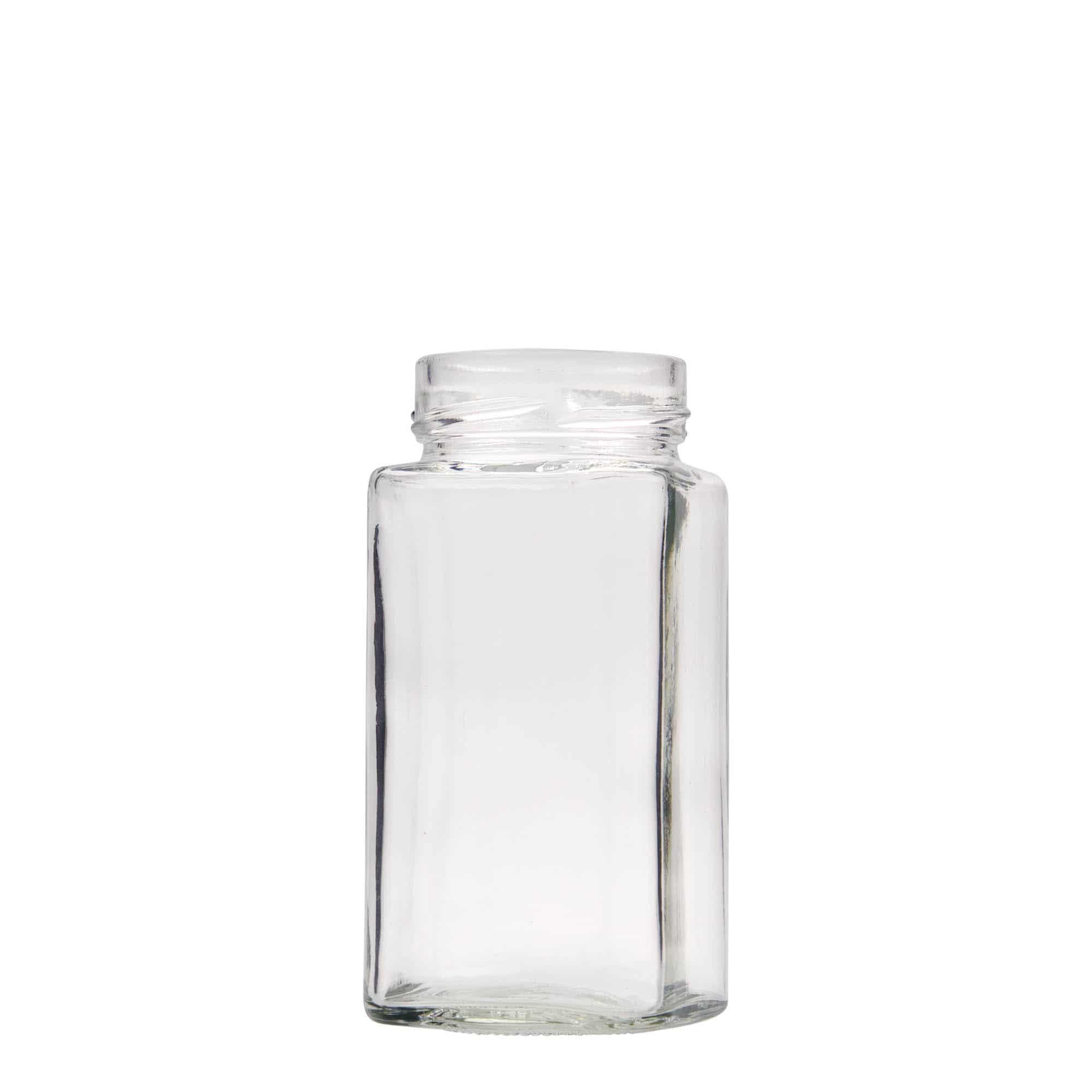 314 ml vierkantglas 'Funny', opening: Deep-Twist-Off (DTO 58)