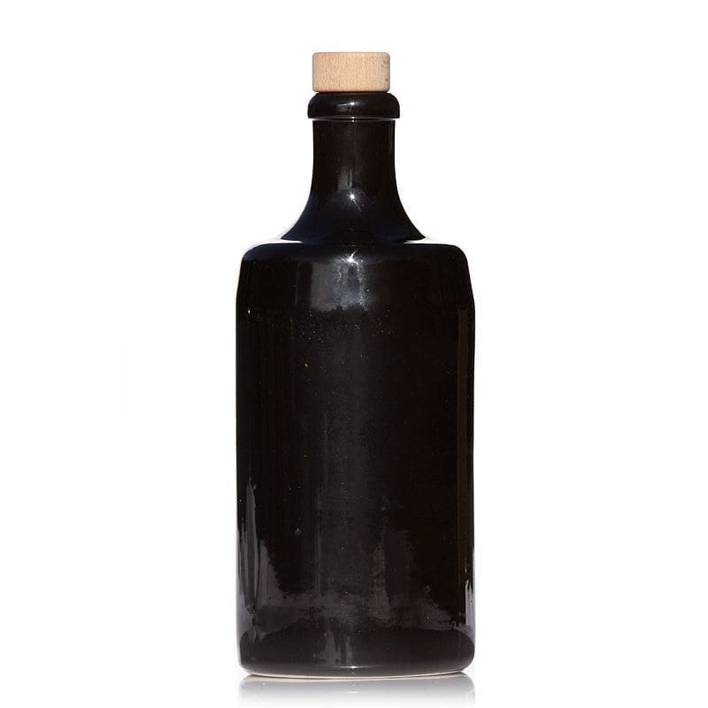 Keramische kruik 'Calvados', 700 ml, steengoed, zwart, monding: kurk