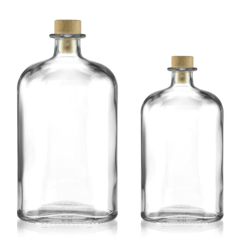 Glazen fles 'Dundee', 1000 ml, ovaal, monding: kurk