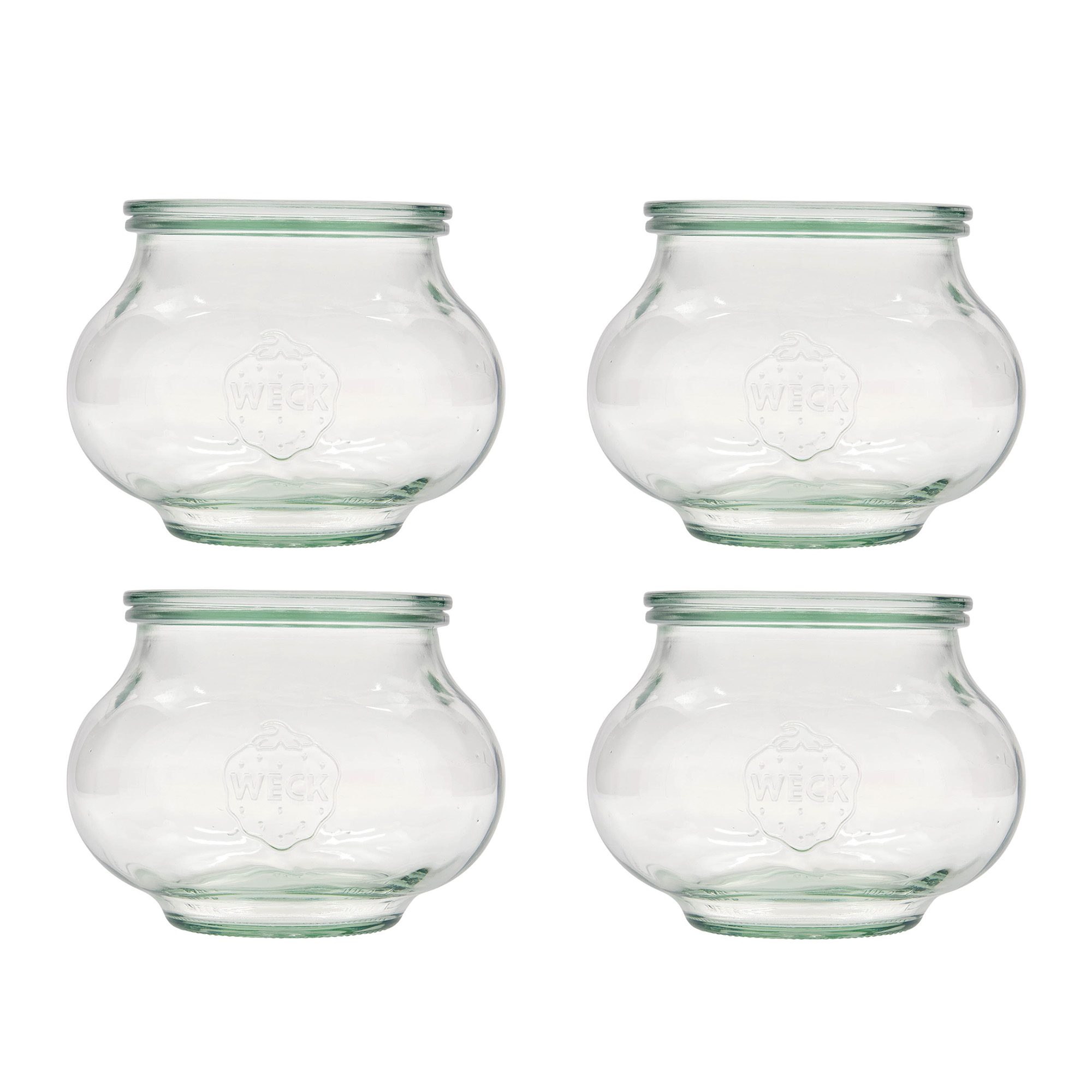 4x 1062 ml WECK-sieraadglas met glazen deksel RR 100