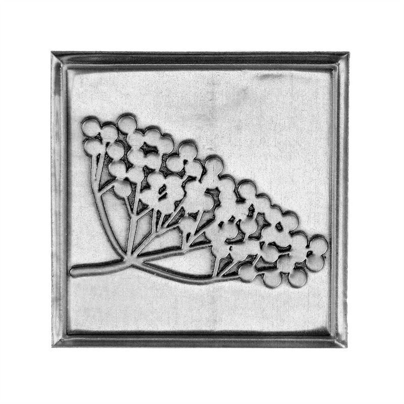 Zinnetiket 'Holunder', vierkant, metaal, zilver Zinnetiket 'Holunder', vierkant, metaal, zilver