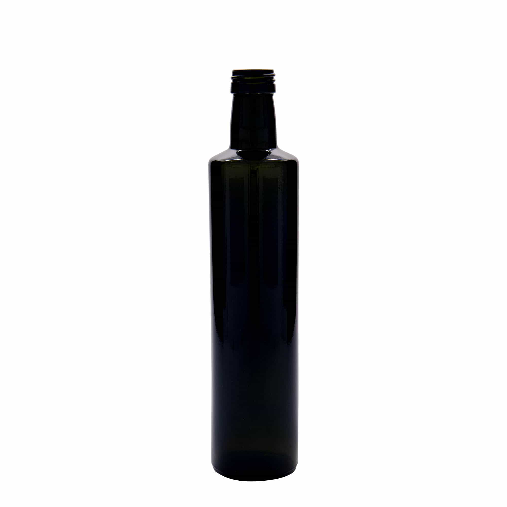 Glazen fles 'Dorica', 500 ml, antiekgroen, monding: PP 31,5 Glazen fles 'Dorica', 500 ml, antiekgroen, monding: PP 31,5