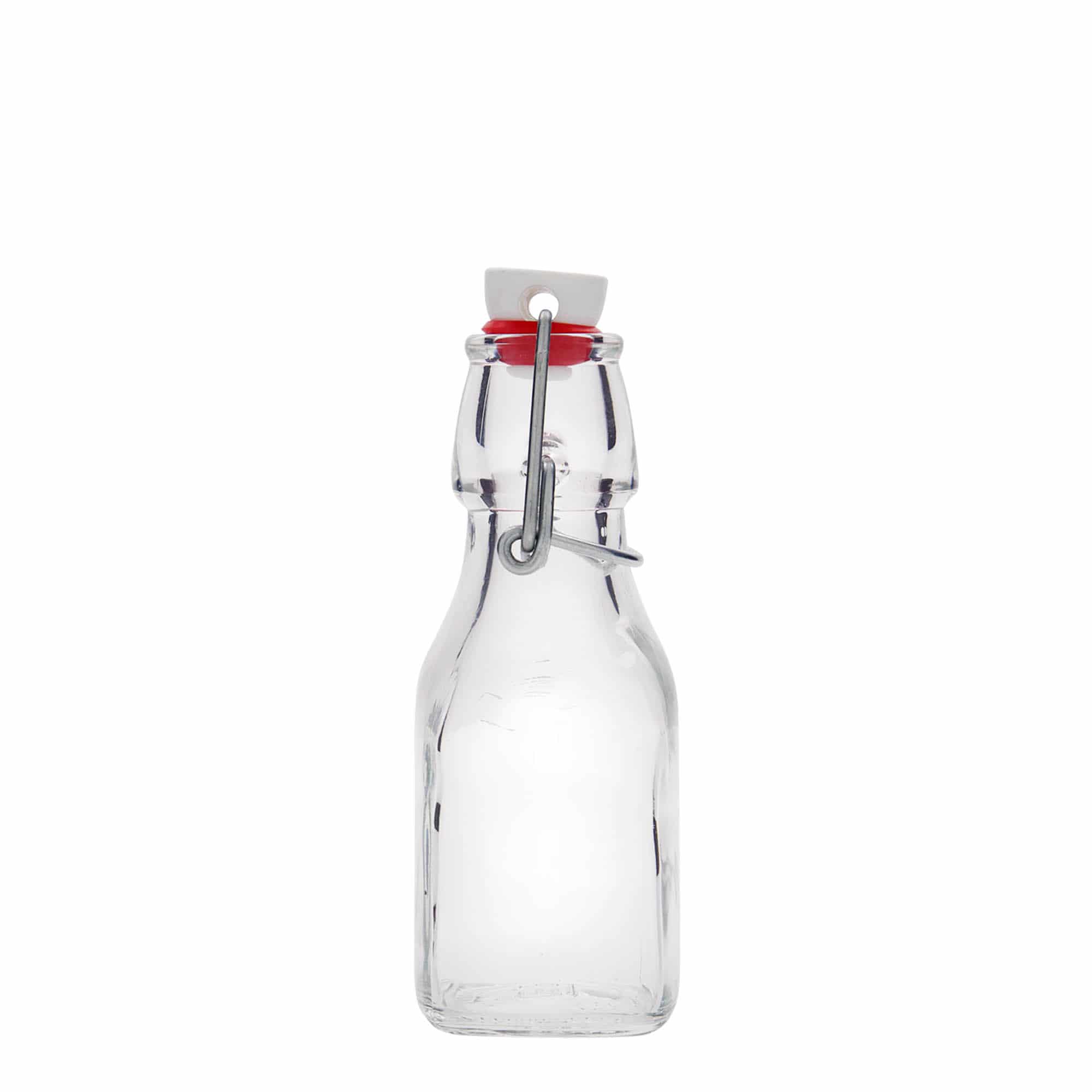 Glazen fles 'Swing', 125 ml, vierkant, monding: beugelsluiting Glazen fles 'Swing', 125 ml, vierkant, monding: beugelsluiting