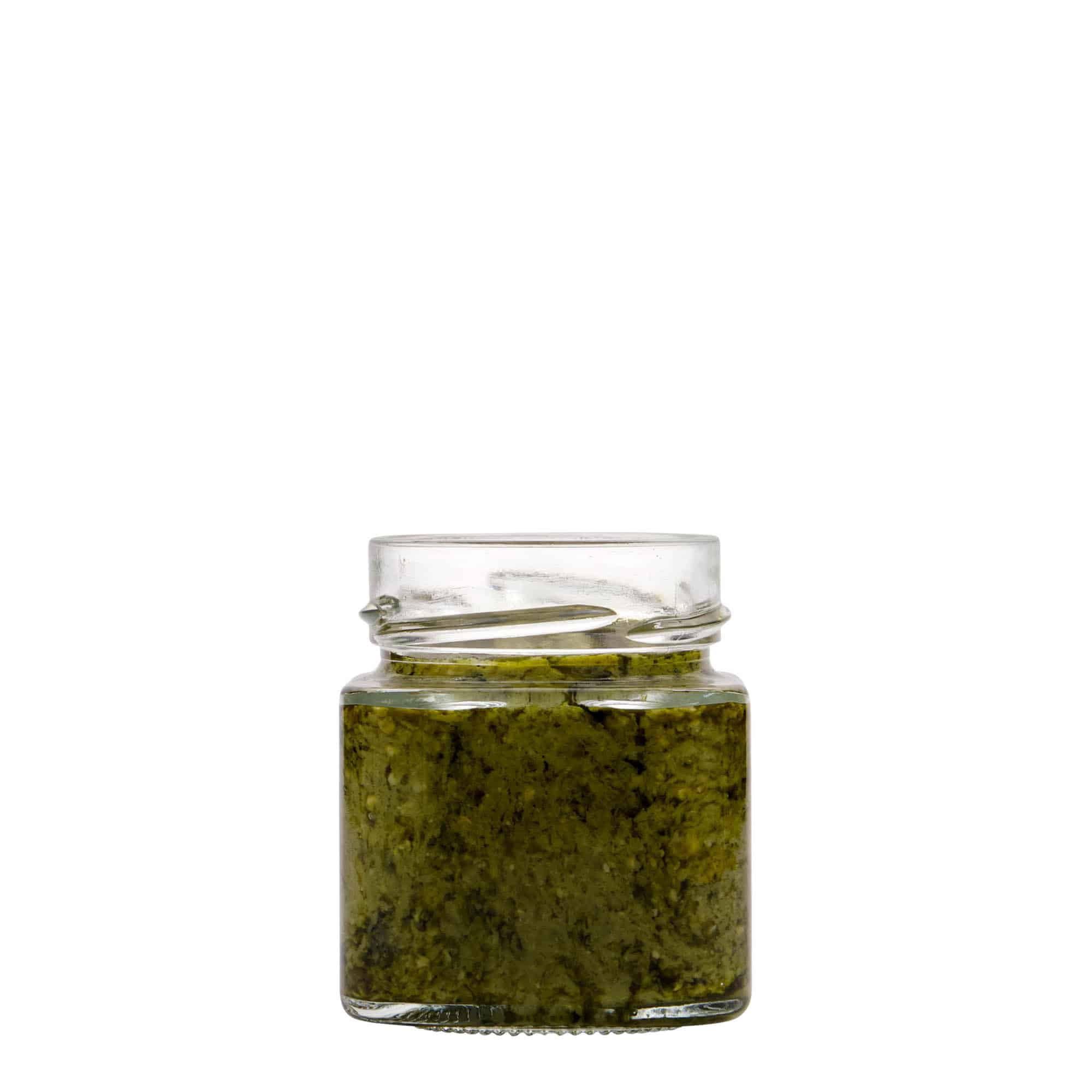 156 ml Vierkantglas 'Funny', opening: Deep-Twist-Off (DTO 58)