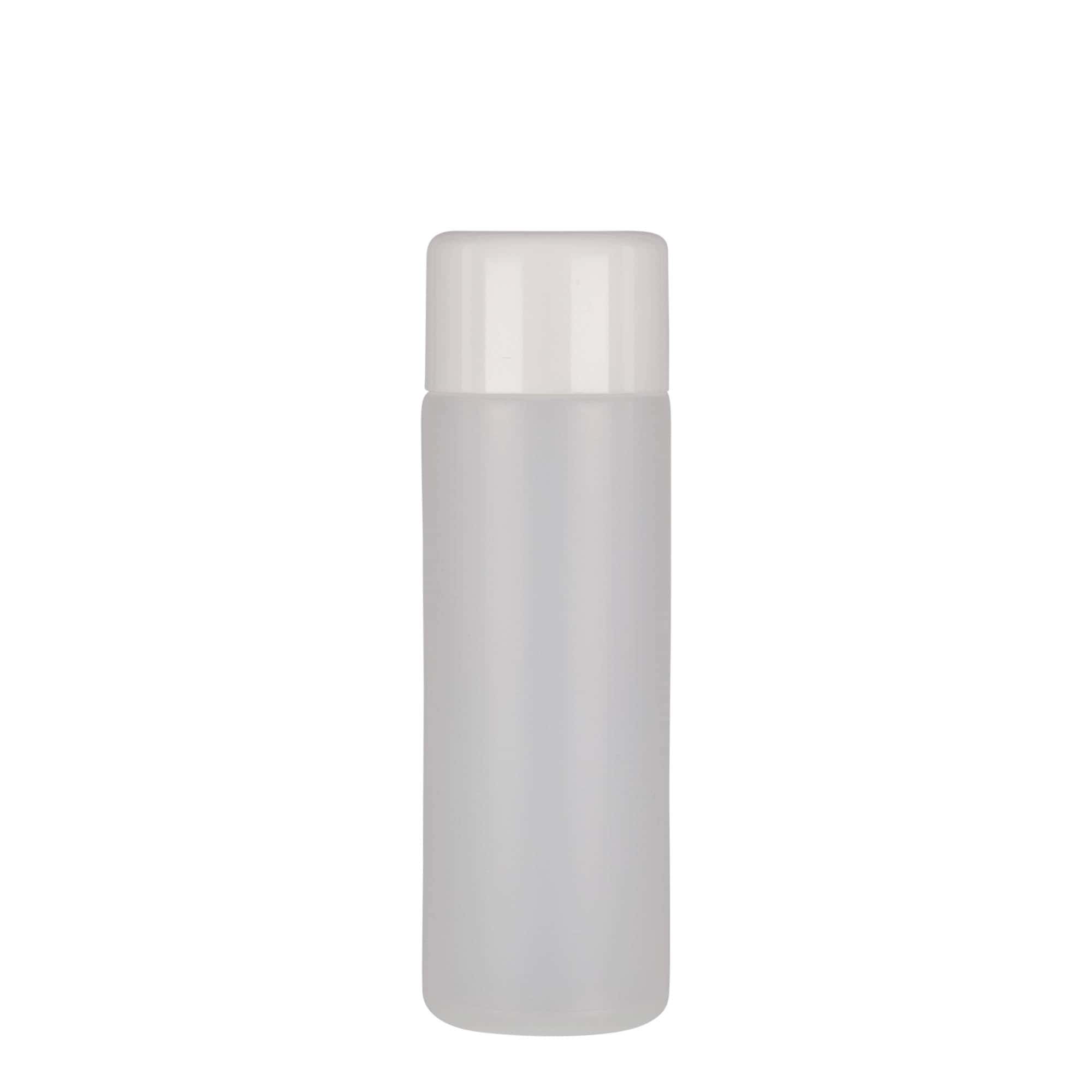 200 ml ronde fles, PE-kunststof, naturel, opening: schroefdop