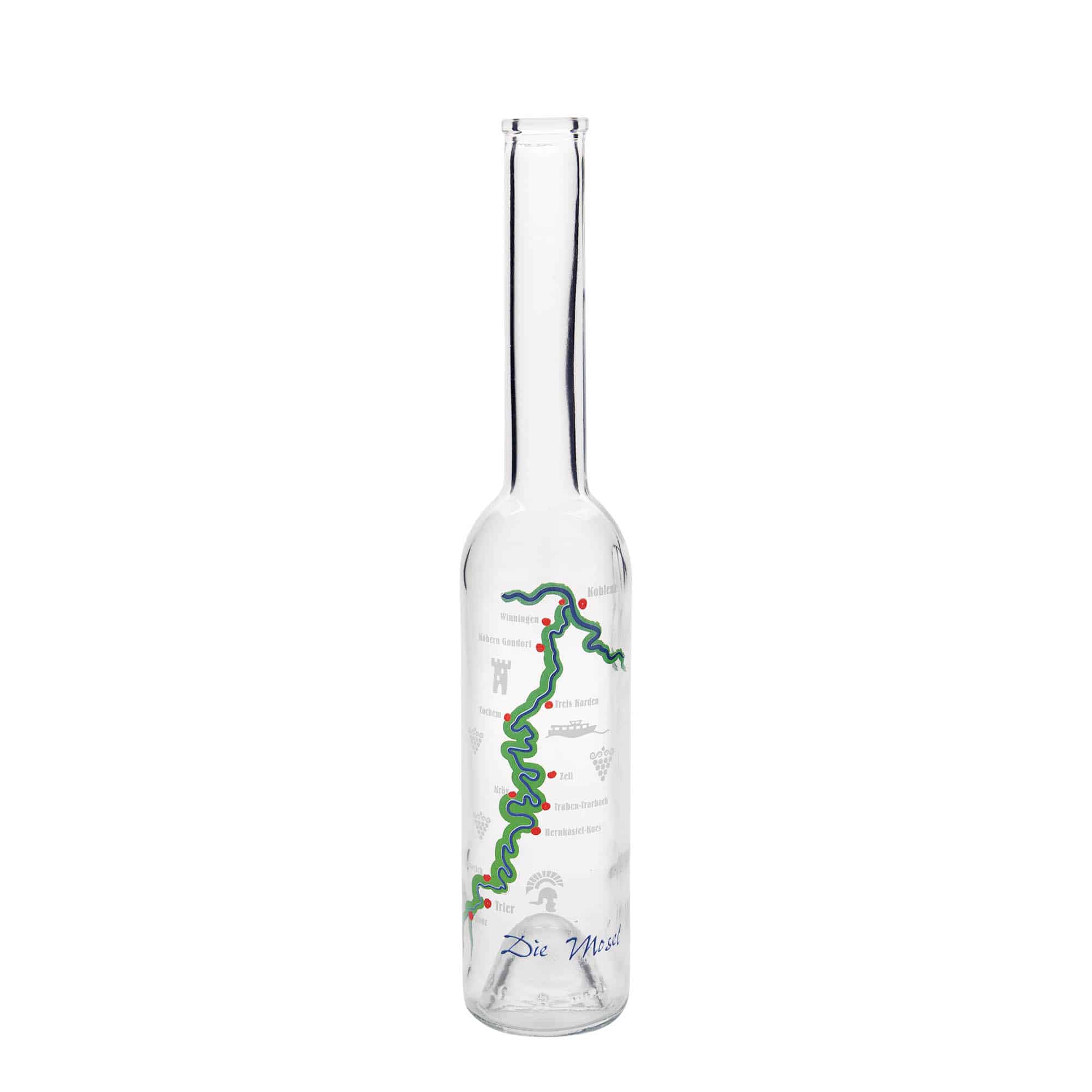 350 ml glazen fles 'Opera', motief: Moezel, hals: kurk