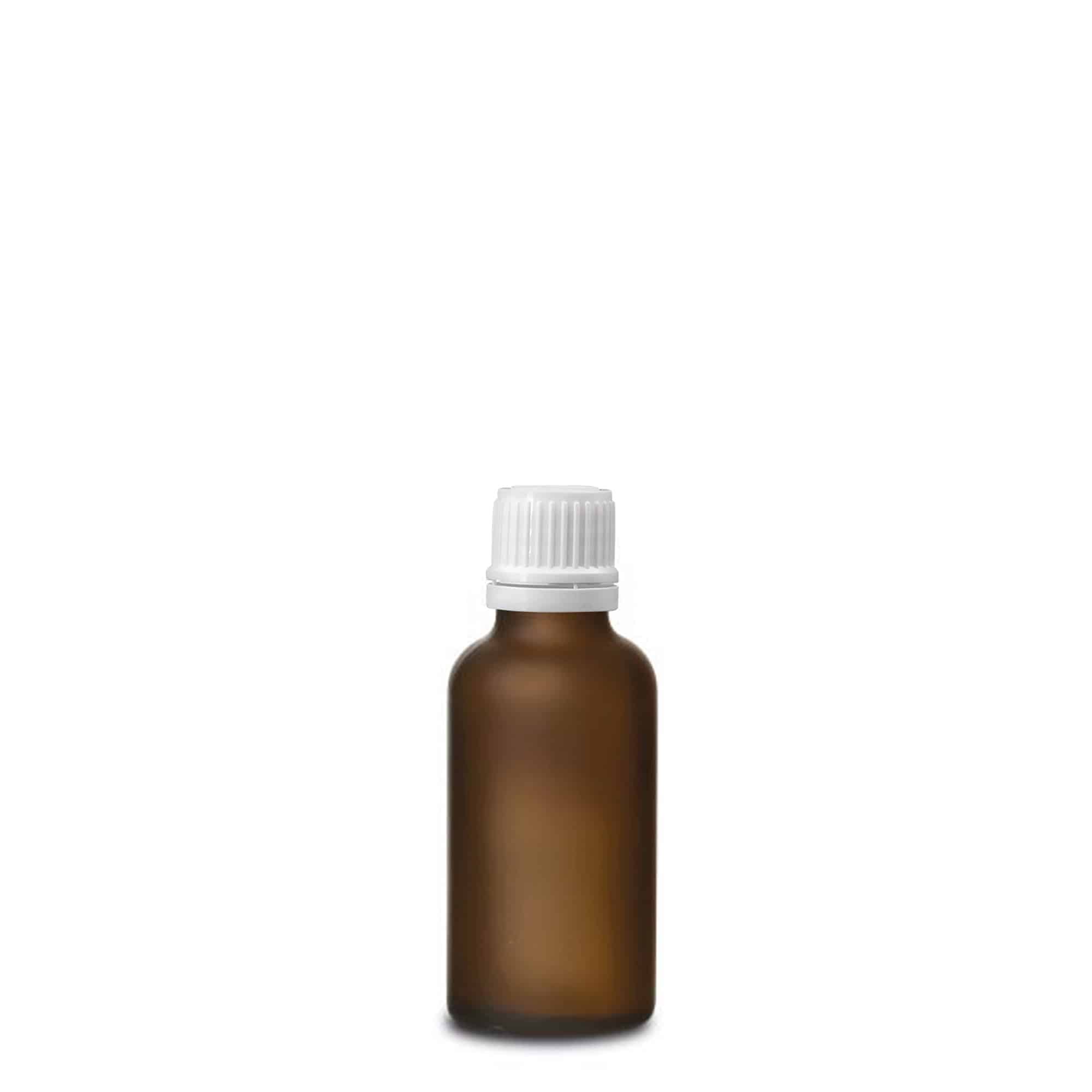30ml medicijnfles, glas, bruin mat, opening: DIN 18
