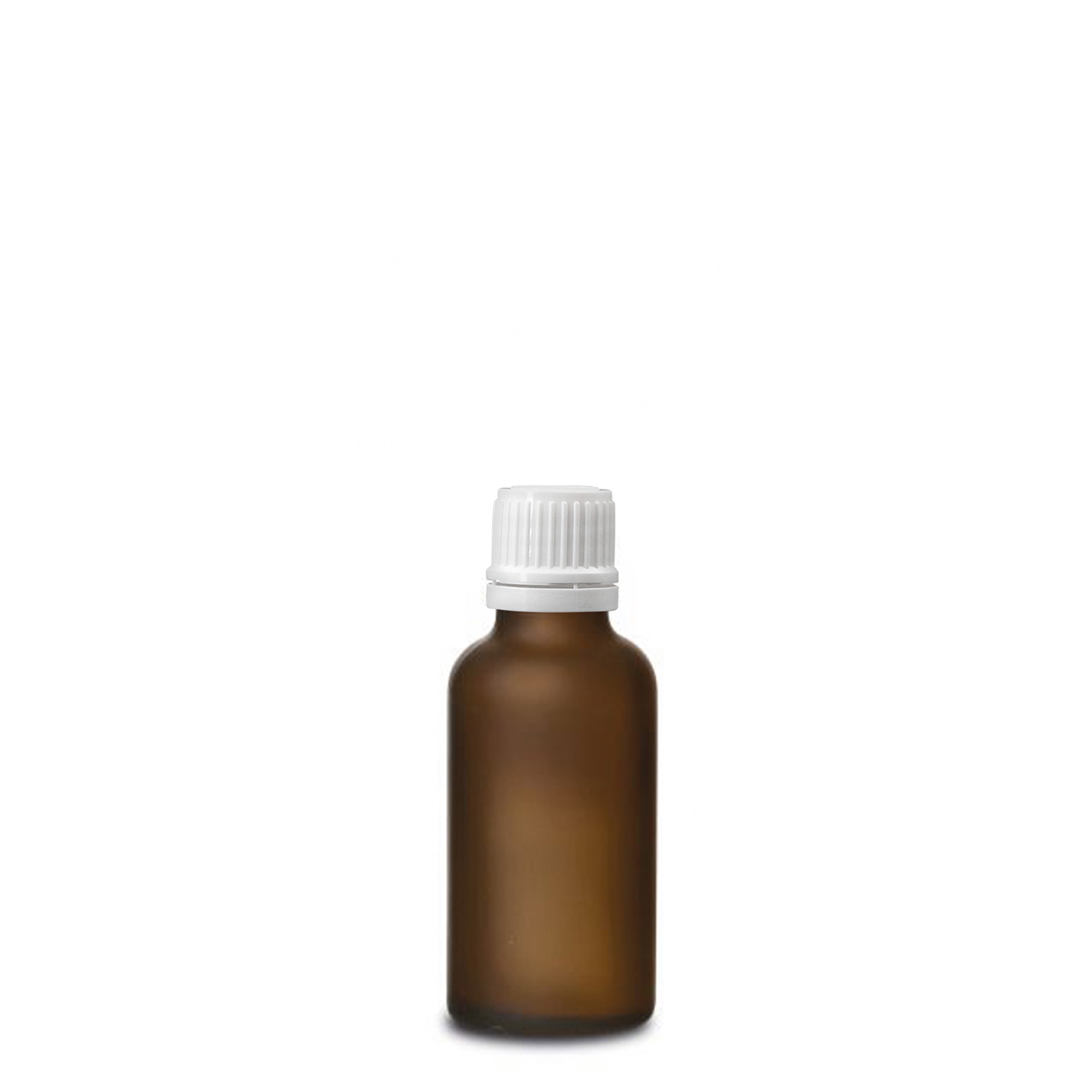 30 ml medicijnflesje, glas, bruin mat, opening: DIN 18