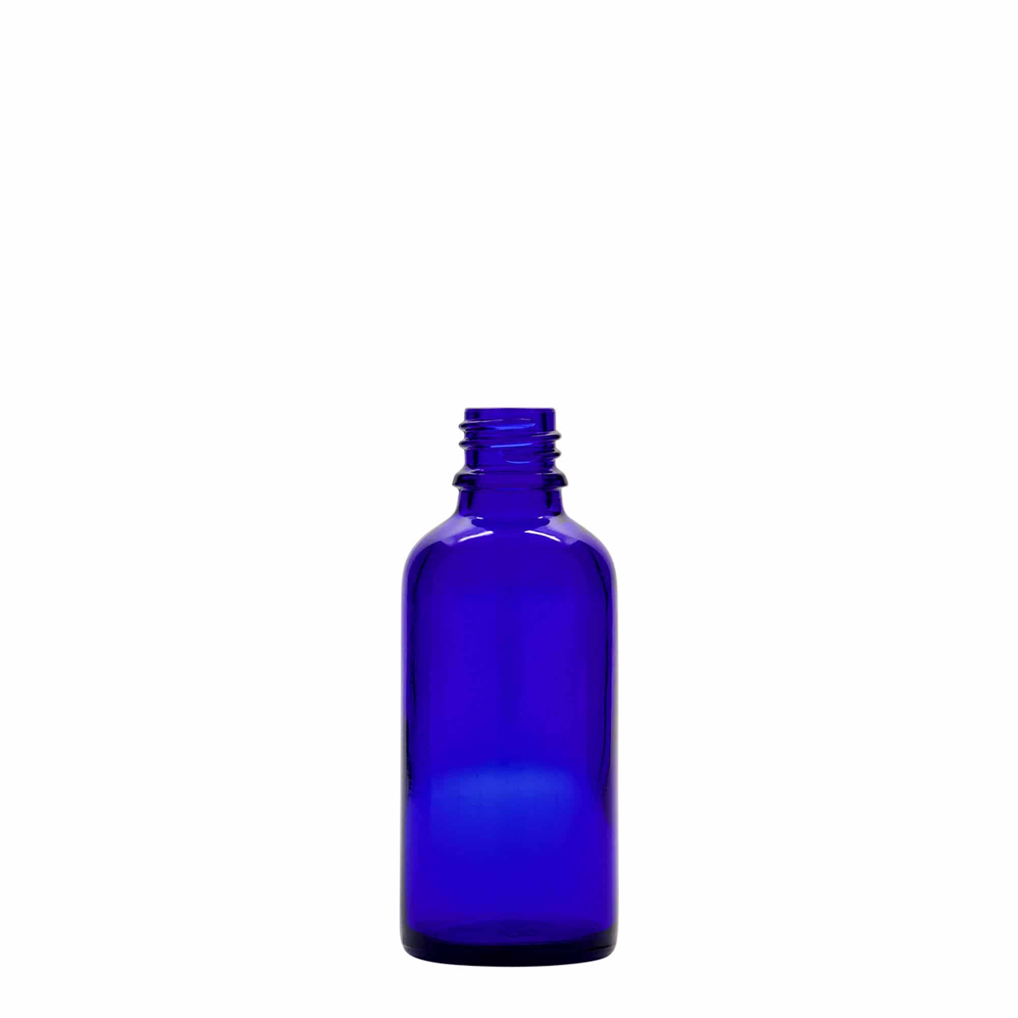 Sprayfles medicijn, 50 ml, glas, koningsblauw, monding: DIN 18