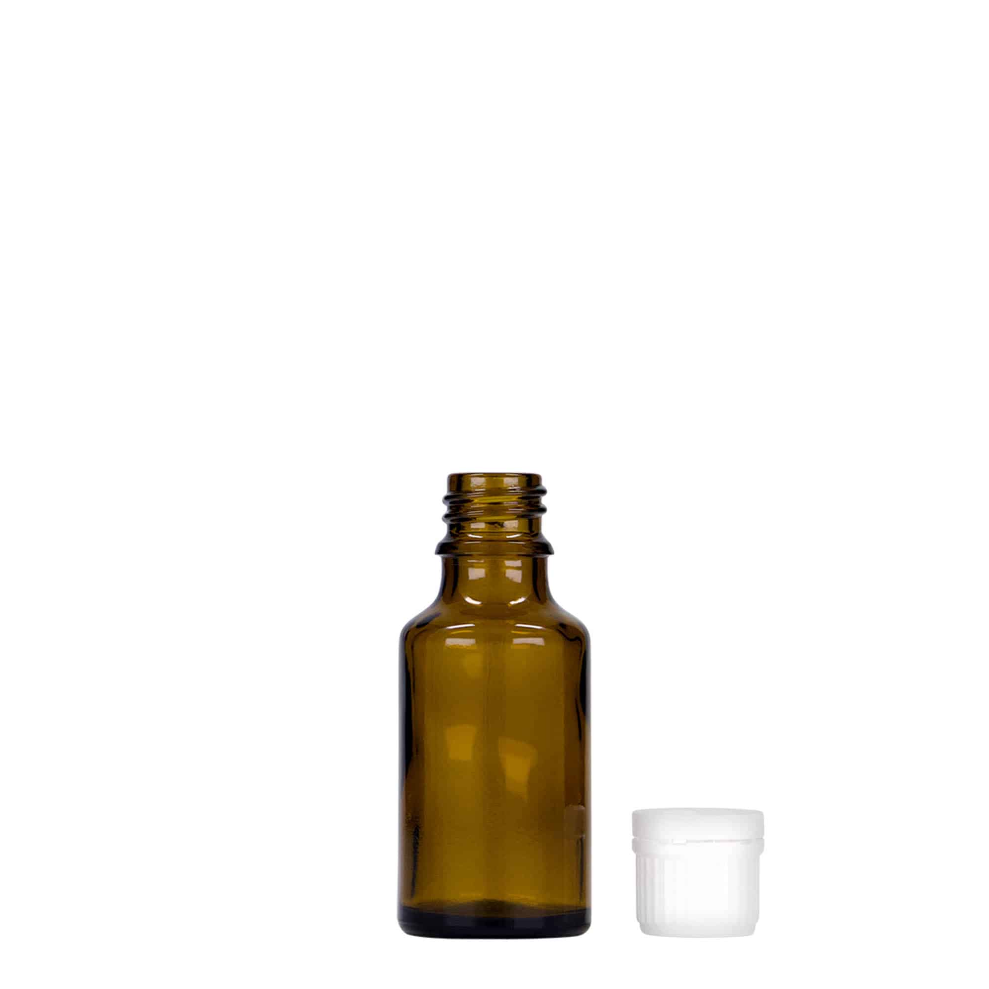 25 ml medicijnflesje, glas, bruin, monding: DIN 18