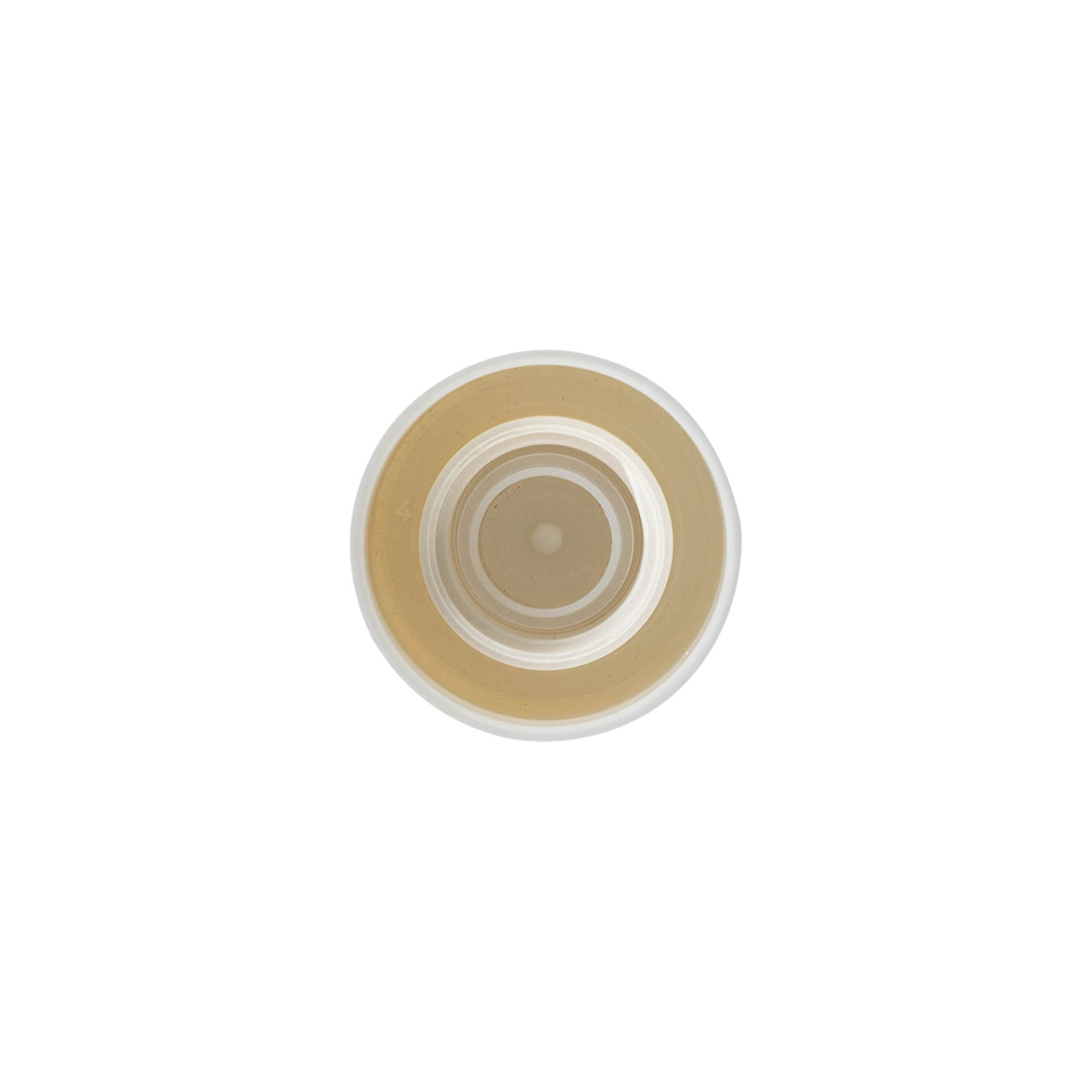 Schroefdop ronde fles met spuitinzet, PE-kunststof, wit, voor opening: DIN 18 Schroefdop ronde fles met spuitinzet, PE-kunststof, wit, voor opening: DIN 18