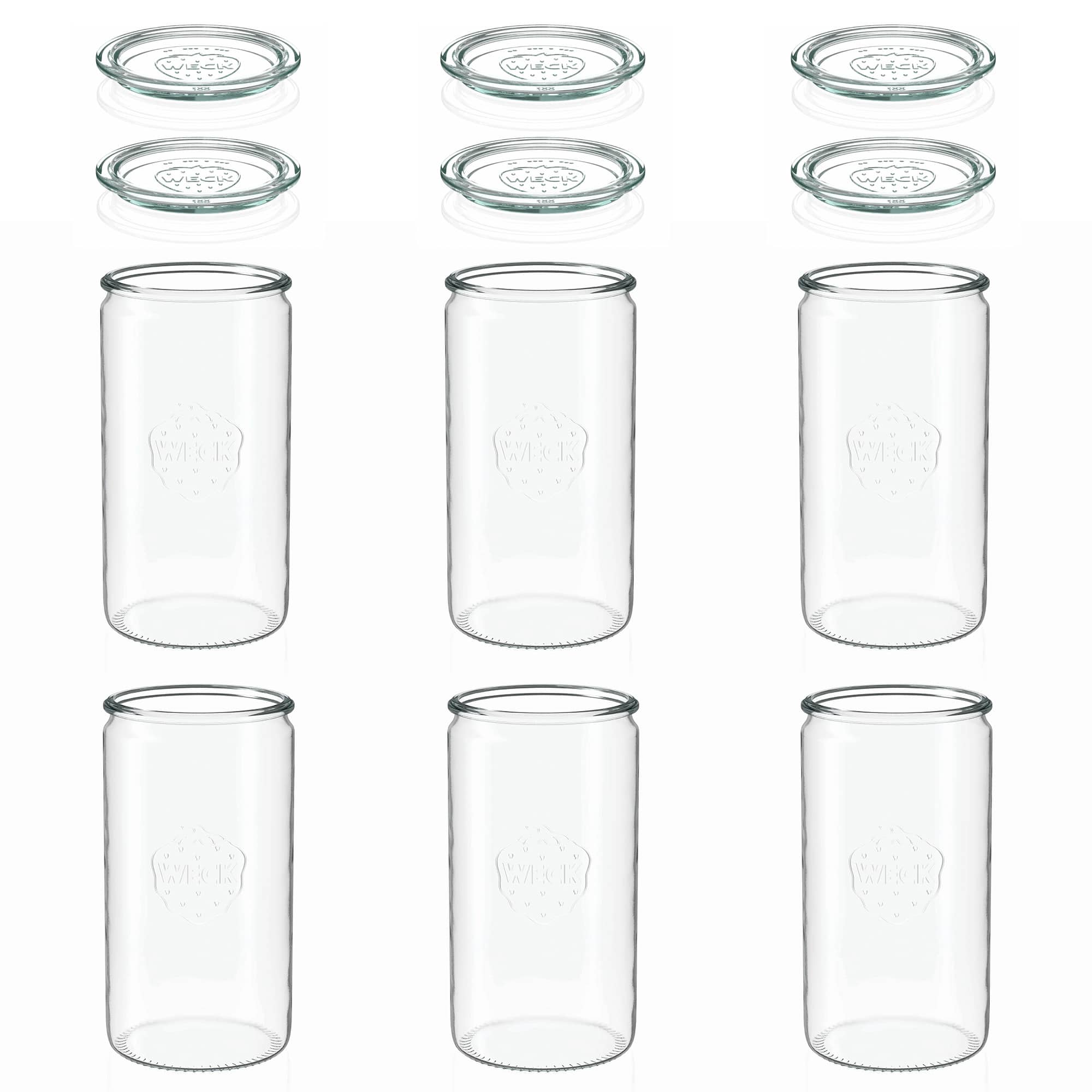 6x 1575 ml WECK-cilinderglas met glazen deksel RR 100
