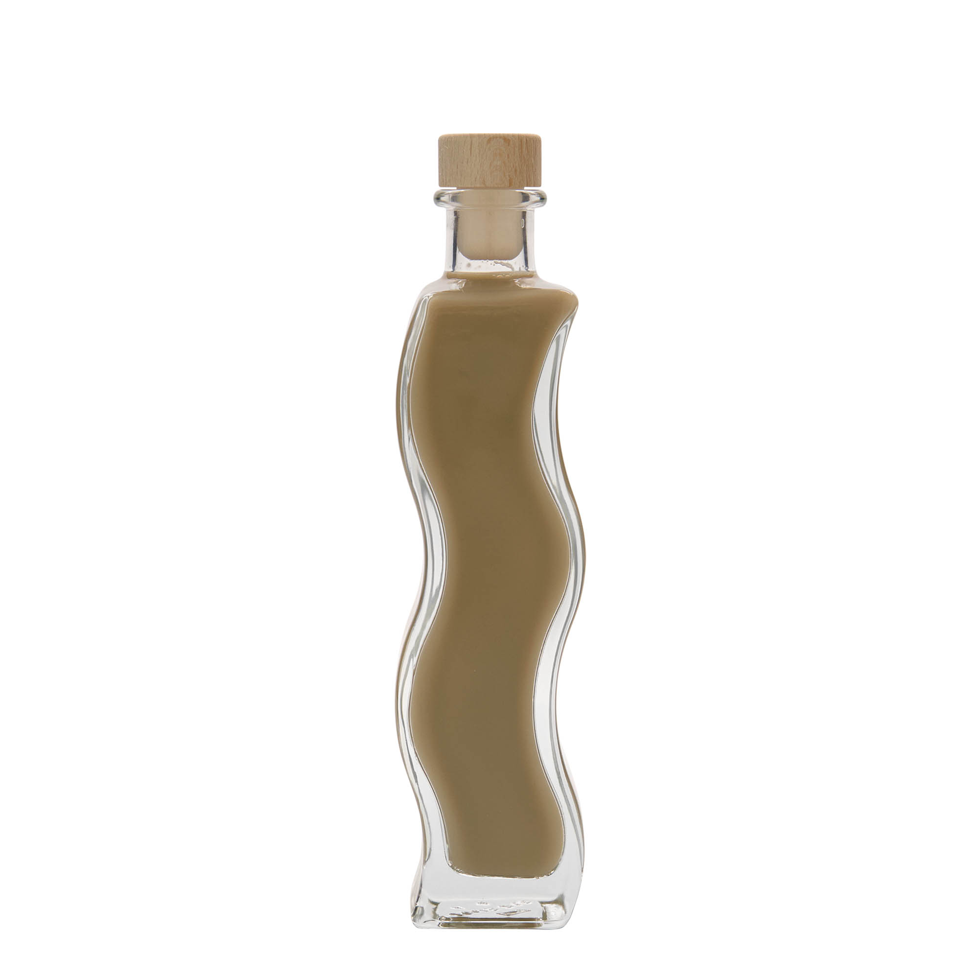 200 ml glazen fles 'Welle', vierkant, opening: kurk 200 ml glazen fles 'Welle', vierkant, opening: kurk