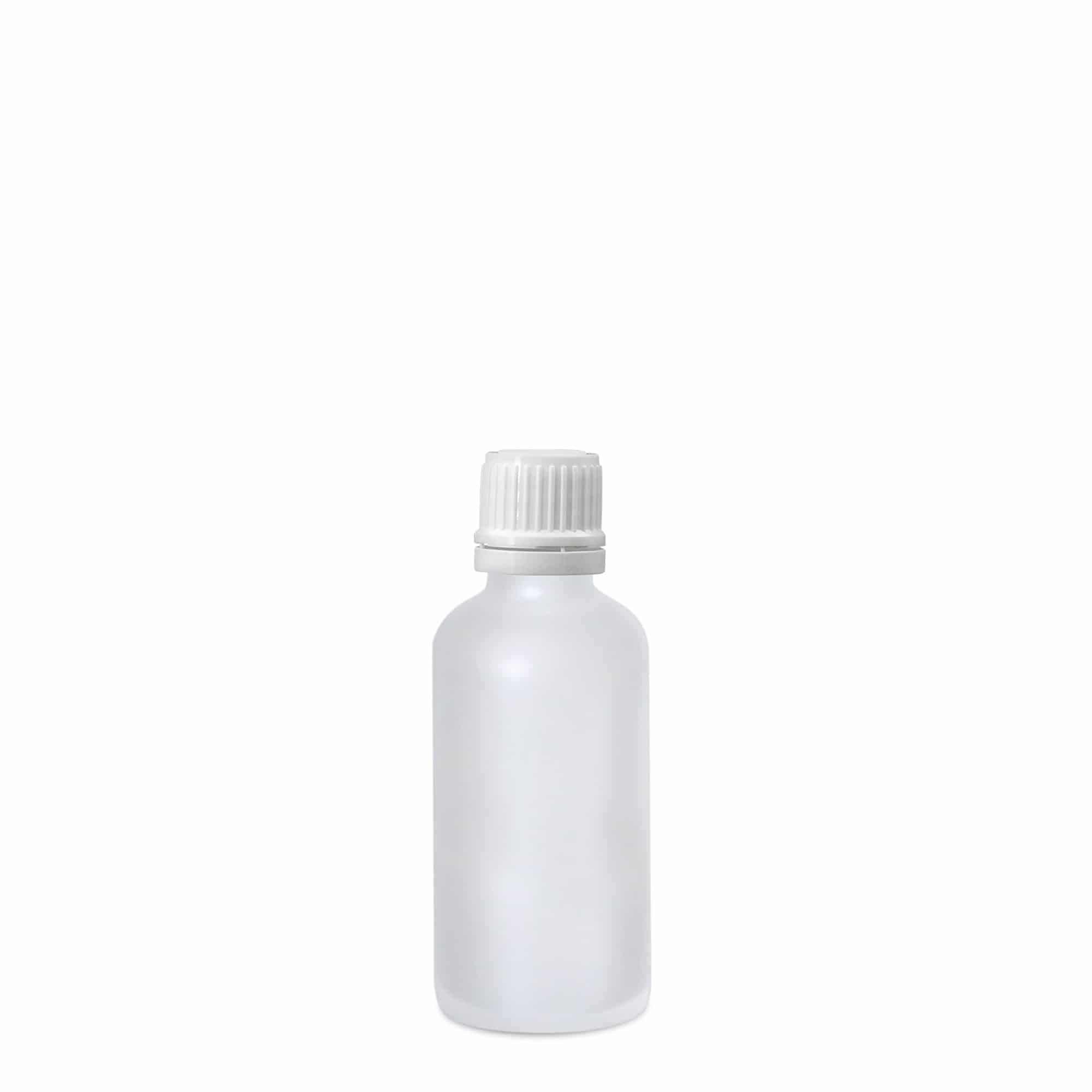 50 ml medicijnfles, glas, mat, hals: DIN 18